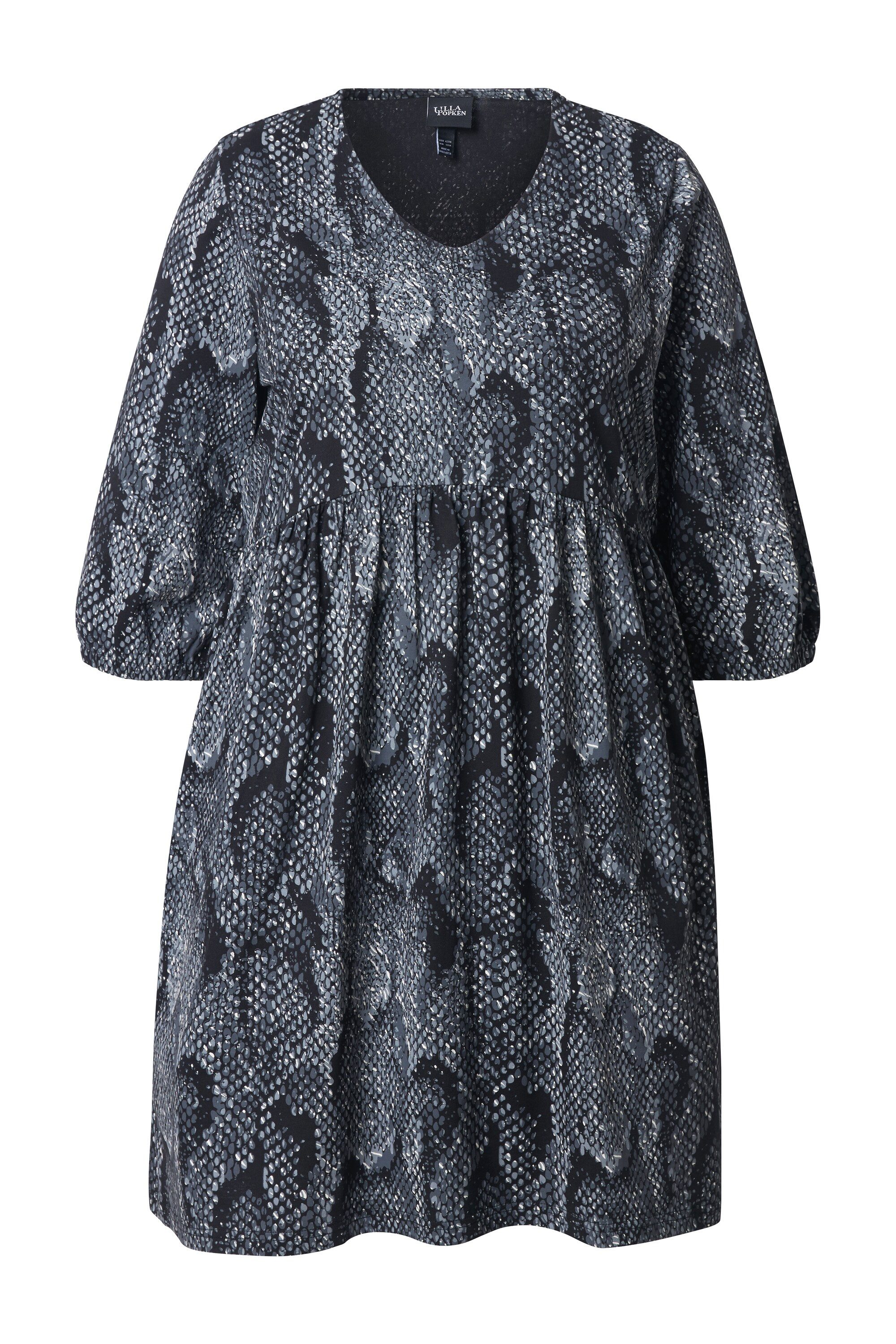 Ulla Popken Jerseykleid Jerseykleid Animaldruck A-Linie V-Ausschnitt günstig online kaufen