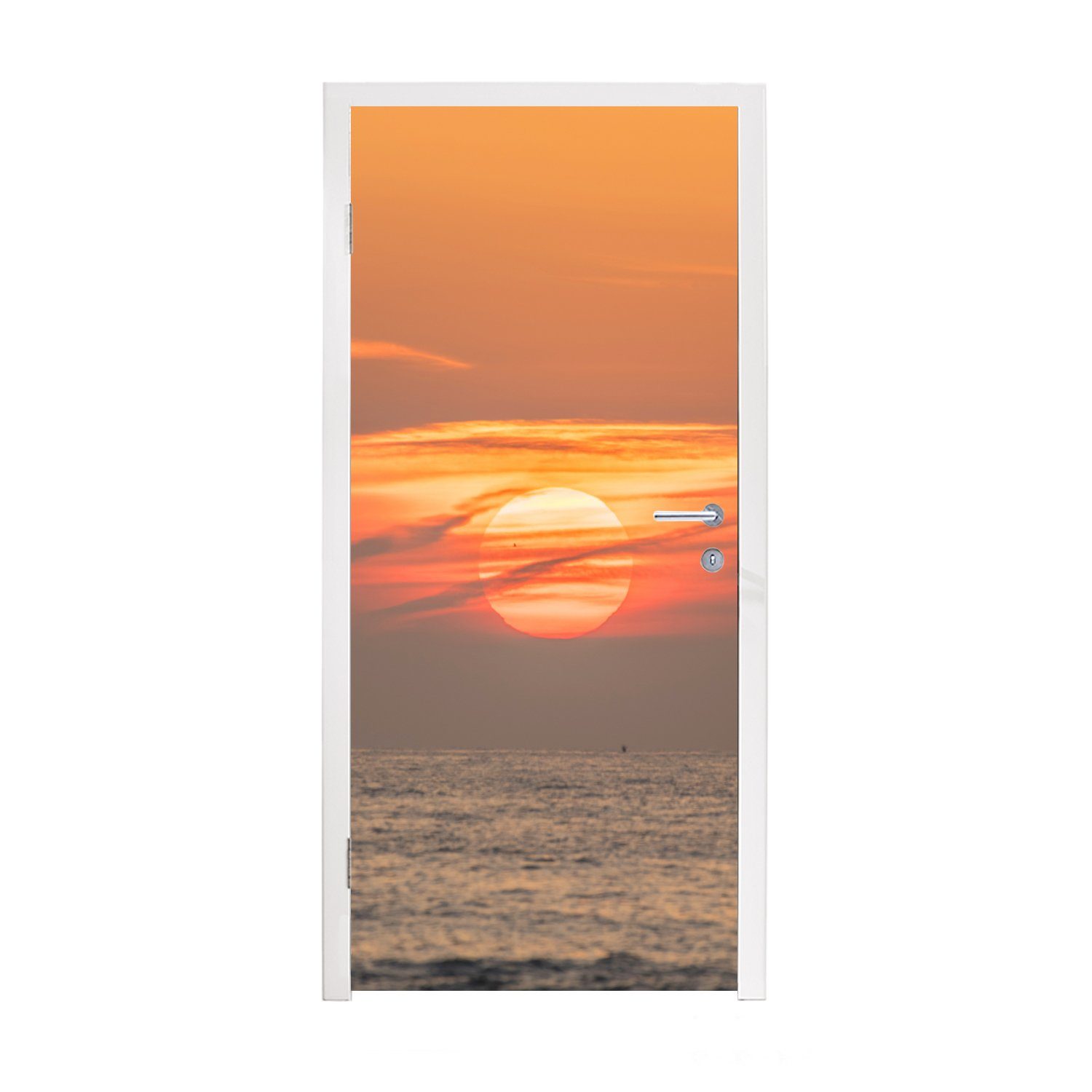MuchoWow Türtapete Sonnenuntergang auf dem Meer, Matt, bedruckt, (1 St), Fototapete für Tür, Türaufkleber, 75x205 cm