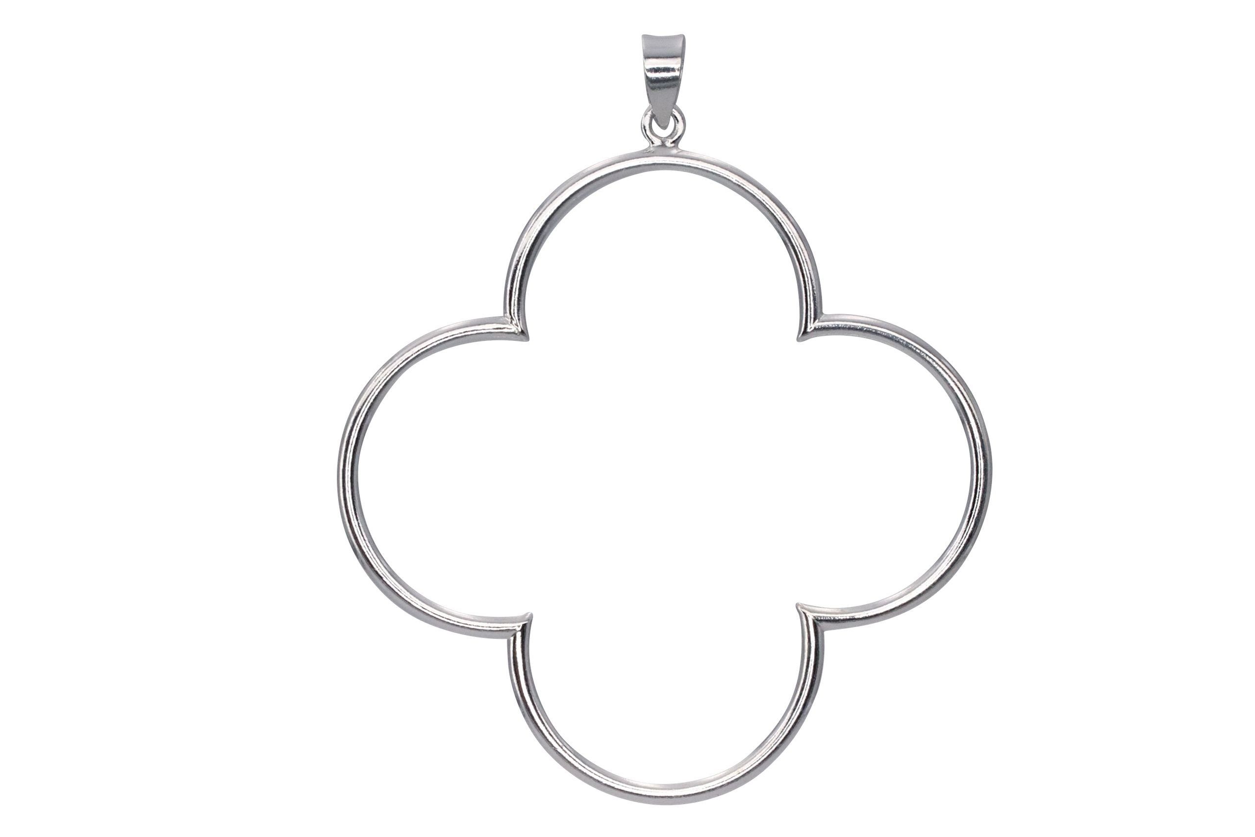 SILBERMOOS Blumenanhänger Großer Kleeblatt Anhänger, 925 Sterling Silber