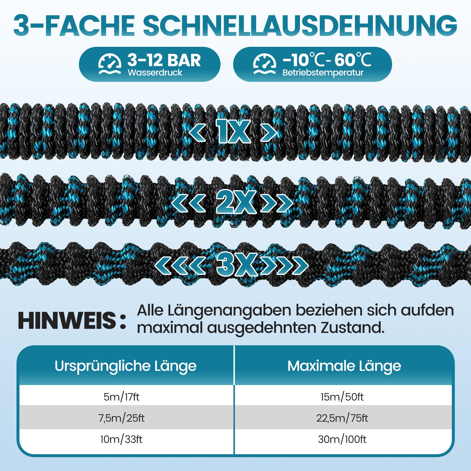 Bundviel Gartenschlauch Mit 10 Funktionen Flexibler dehnbarer Wasserschlauch 15-30m, kein verknoten Flexischlauch, Schlauch Flexibel Bewässerung, 1/2 Zoll,3/4 Z – Bild 3 von 5