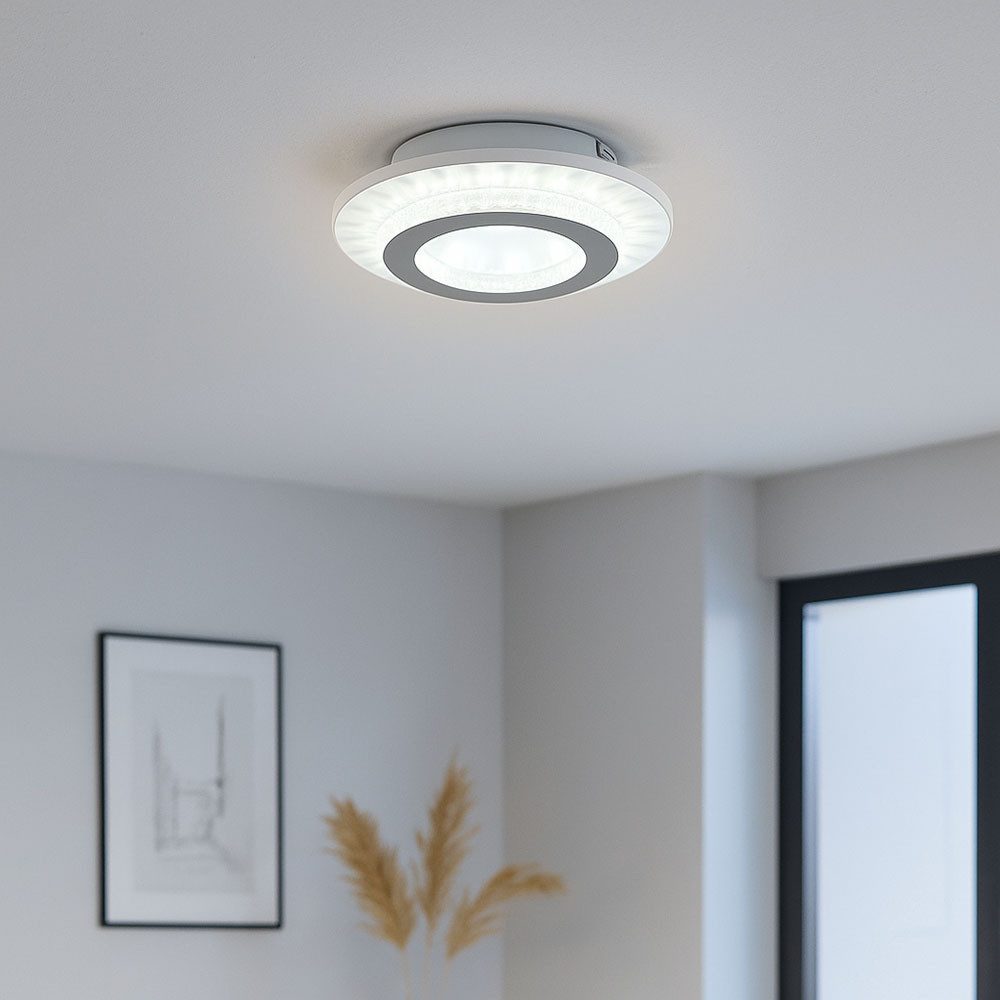 GLOBO LIGHTING LED Deckenleuchte, LED-Leuchtmittel fest verbaut, Kaltweiß, Warmweiß, Neutralweiß, Tageslichtweiß, Farbwechsel, Deckenlampe Deckenleuchte LED Kristalle Wohnzimmerlampe grau weiß 20cm