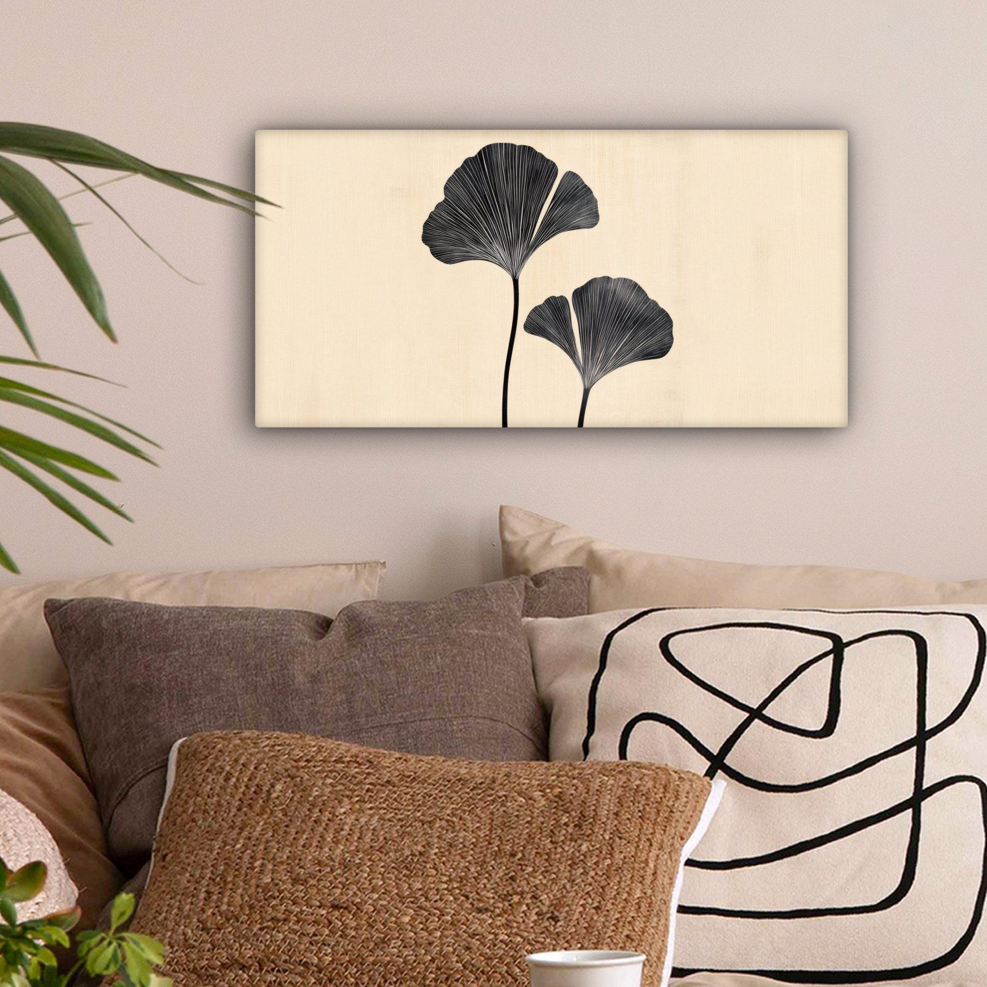 OneMillionCanvasses® Leinwandbild Panorama Blätter - Minimalistisch günstig online kaufen