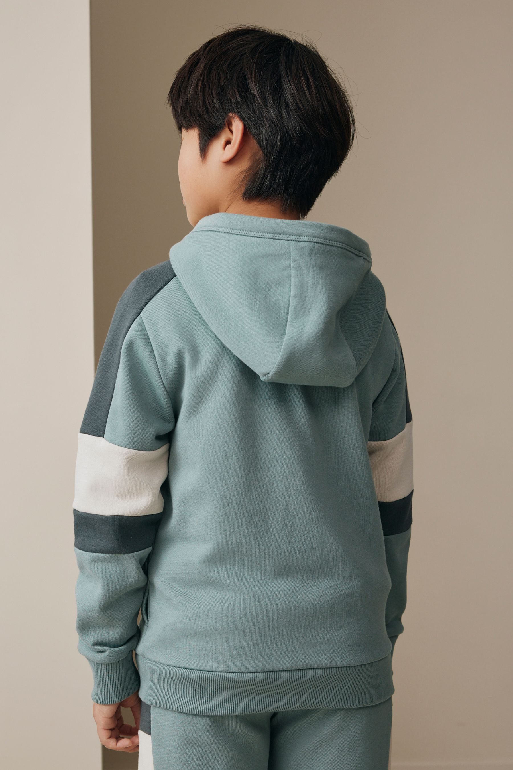 Next Pullover & Shorts Kapuzenjacken-Set mit Reißverschluss, Blockfarbe (2-tlg)