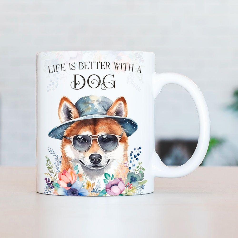 Hundefreunde, Tasse SHIBA Geschenk, Cadouri Keramik, Kaffeetasse mit beidseitig - ml Hunderasse, für handgefertigt, INU bedruckt, 330