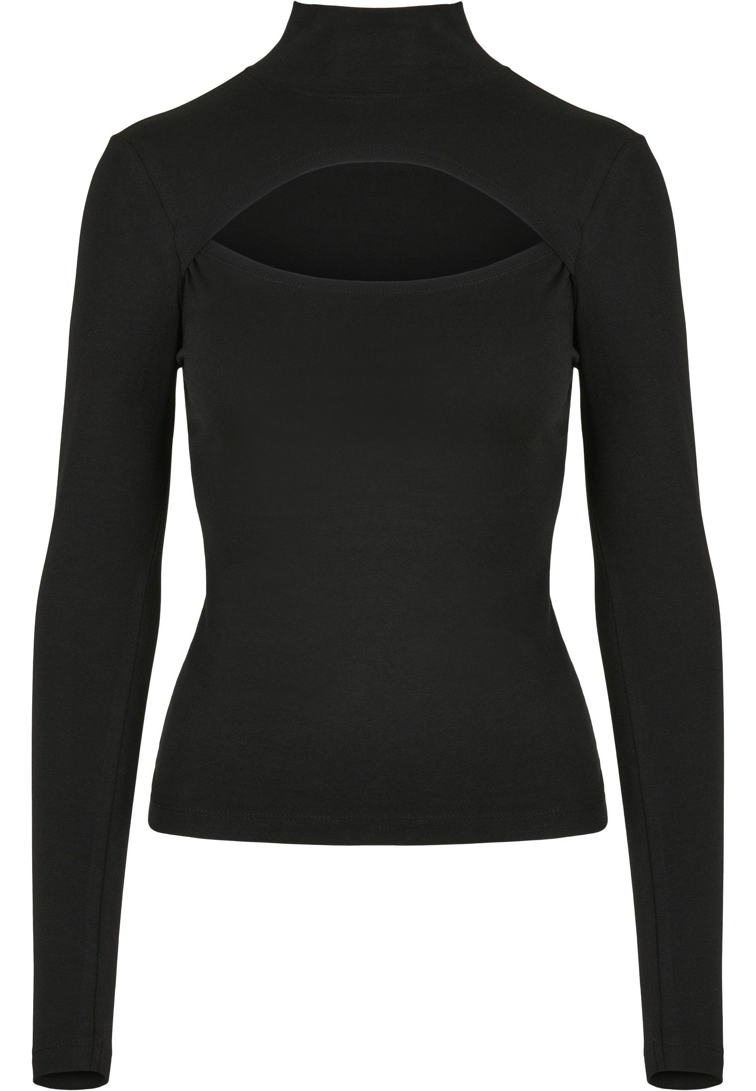 Langarmshirt CLASSICS Longsleeve Turtleneck black Damen Cut-Out URBAN (1-tlg) Ladies