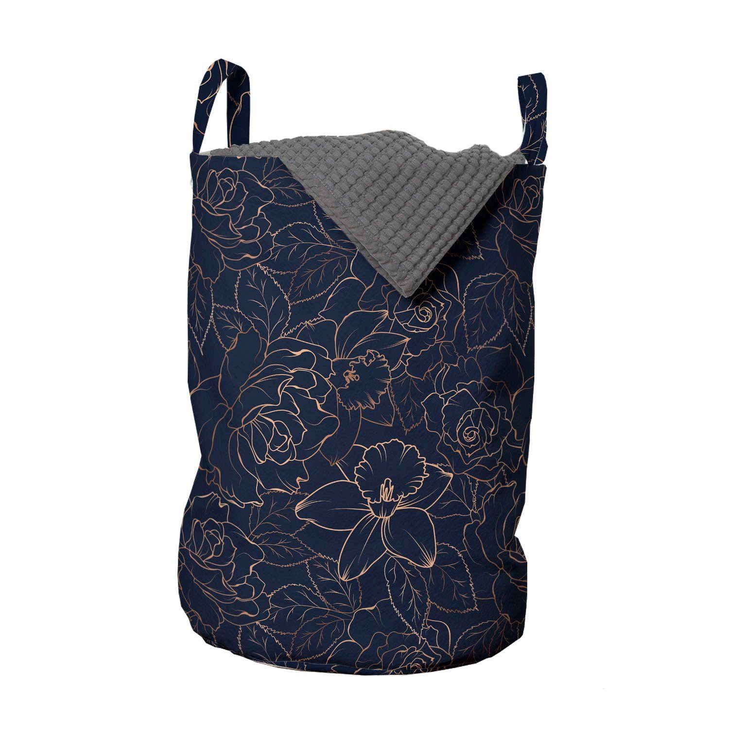 Abakuhaus Wäschesäckchen Wäschekorb mit Floral Kordelzugverschluss für blau Konzept Griffen Abstract Waschsalons, Navy