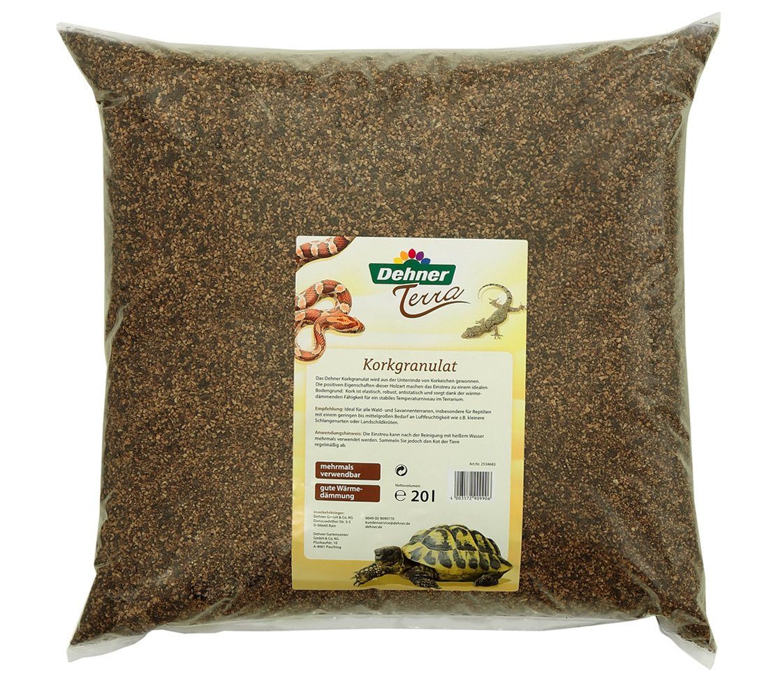 Dehner Terrariensand Terra Reptilien-Einstreu, Korkgranulat, 20 l, Bodengrund für Reptilien, Korkeiche, elastisch, antistatisch