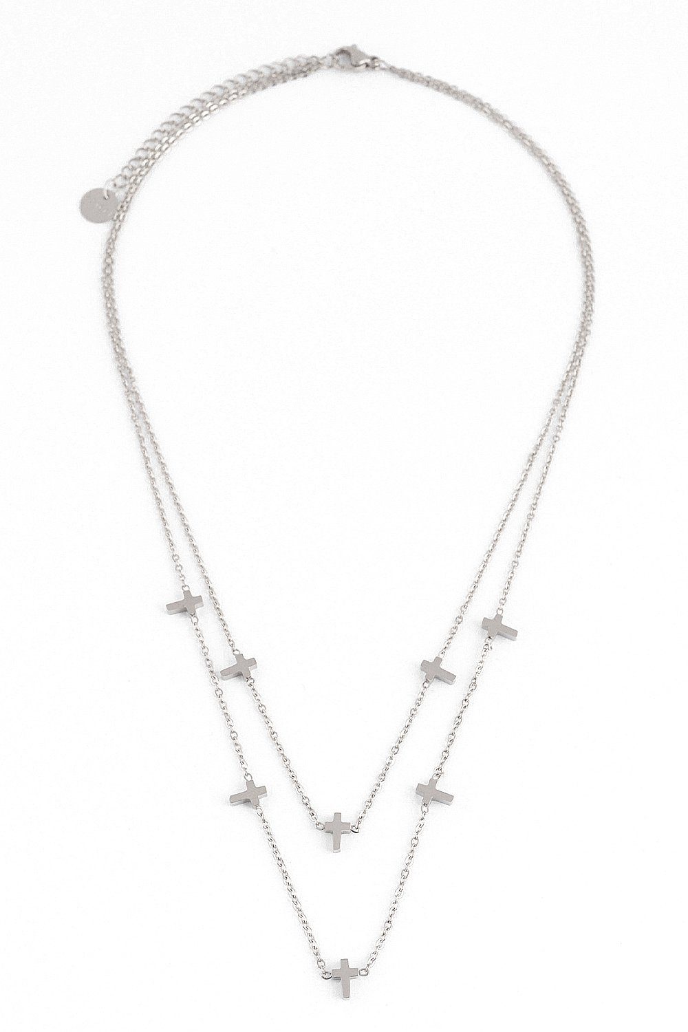 Feine Kette Kreuz (1-tlg), ANELY Anhänger Anhänger in Silber 2973 Halskette mit Edelstahl Layer