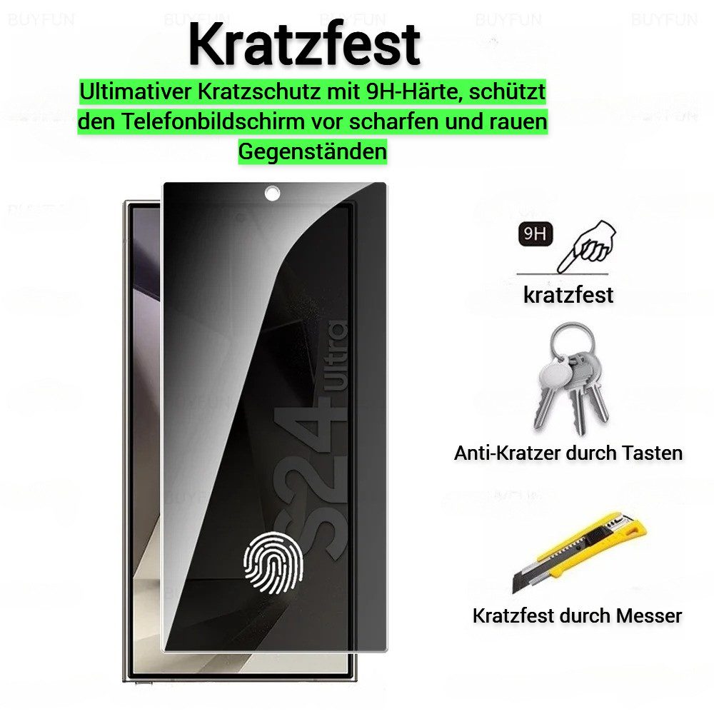 OLi Sichtschutzfolie 2X Sichtschutz Glass Full Screen Privacy für Samsung Galaxy S26 Ultra, (Spar- Set 2in 1, 2-St., 60° Einblick Schutz), Kratzerfest Privat Displayschutz Panzer Glas Fingerabdruck-Entsperrung