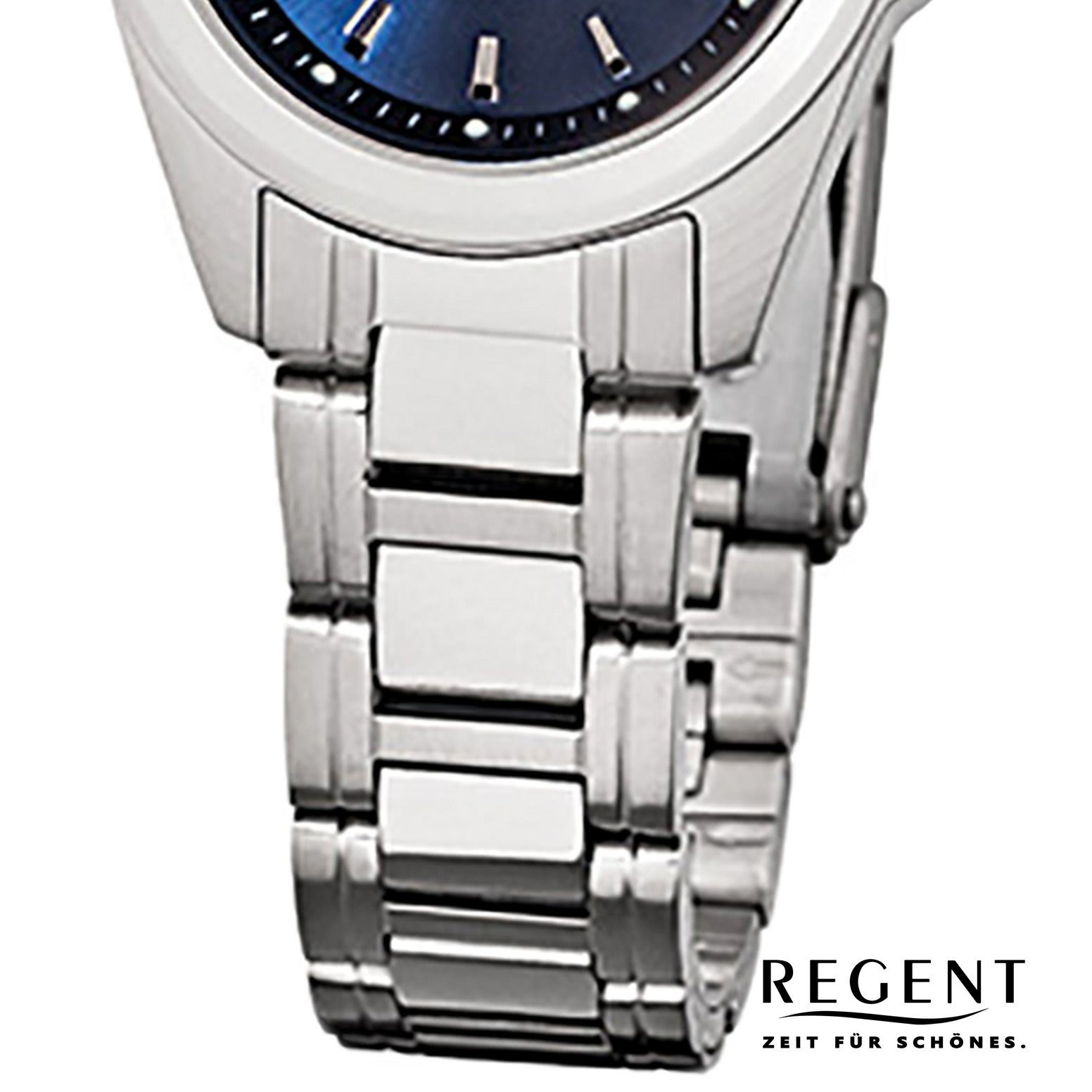Quarzuhr Regent (ca. F-518, klein Regent rund, Edelstahlarmband Armbanduhr Damen Damen-Armbanduhr 27mm), Analog silber