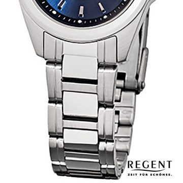 Regent Quarzuhr Regent Damen-Armbanduhr silber Analog F-518, Damen Armbanduhr rund, klein (ca. 27mm), Edelstahlarmband