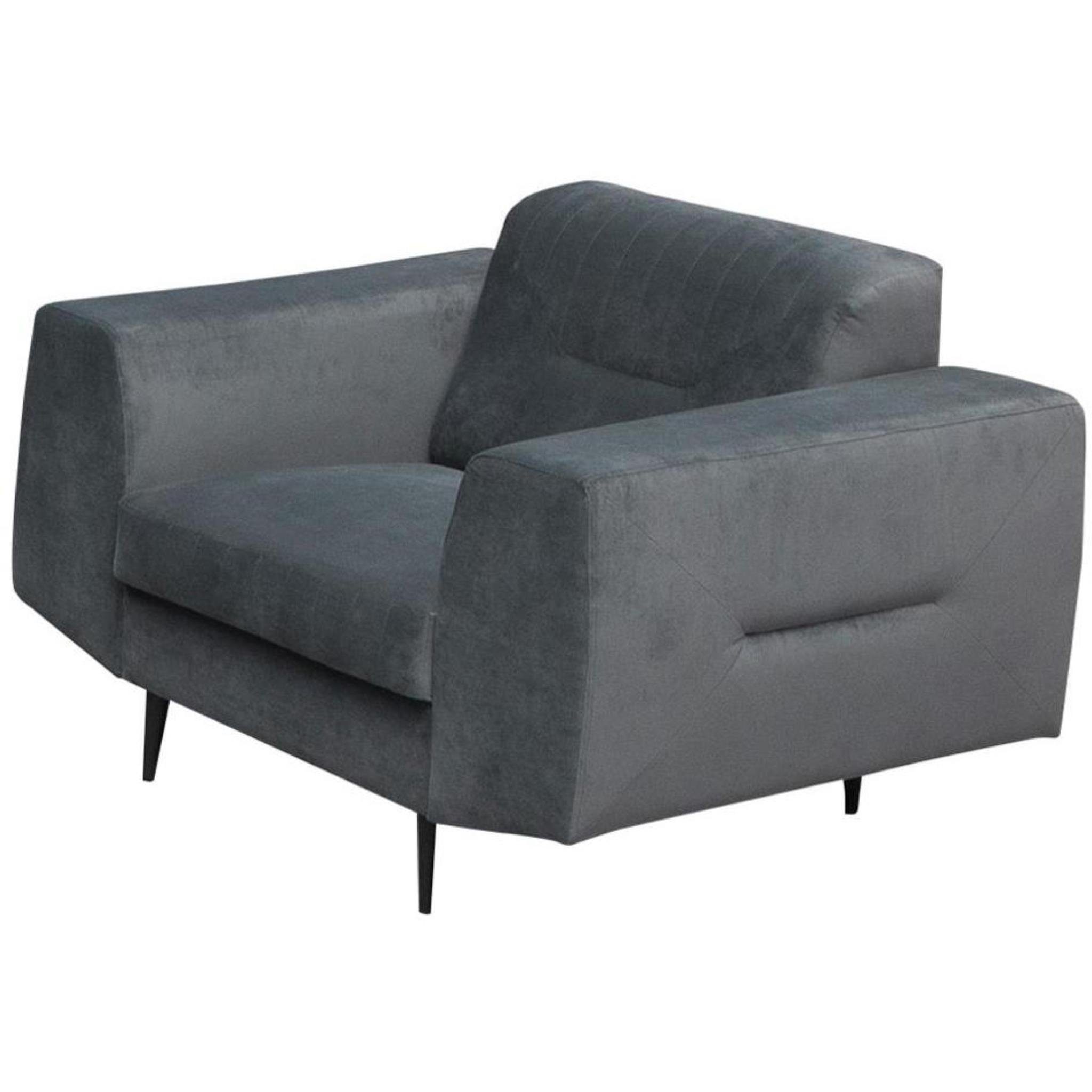 Beautysofa Polstergarnitur VENEZIA, (Sessel 2-Sitzer (bluvel 3-Sitzer Couchgarnituren + 14) Velours + im Sofa Sofa Design), Metallbeine, aus modernes Grau mit