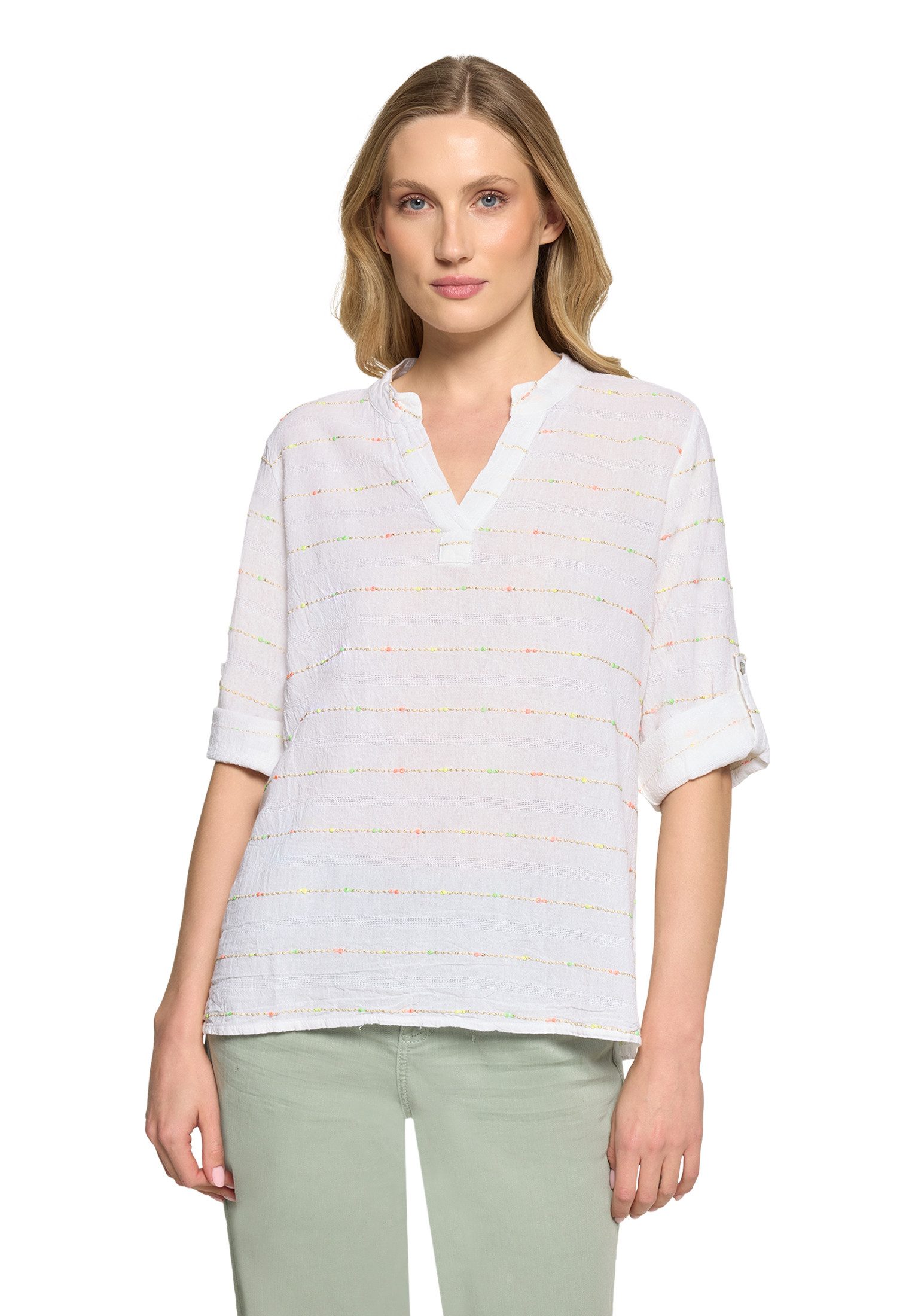 Cartoon Schlupfbluse Damen mit Lurexfaden