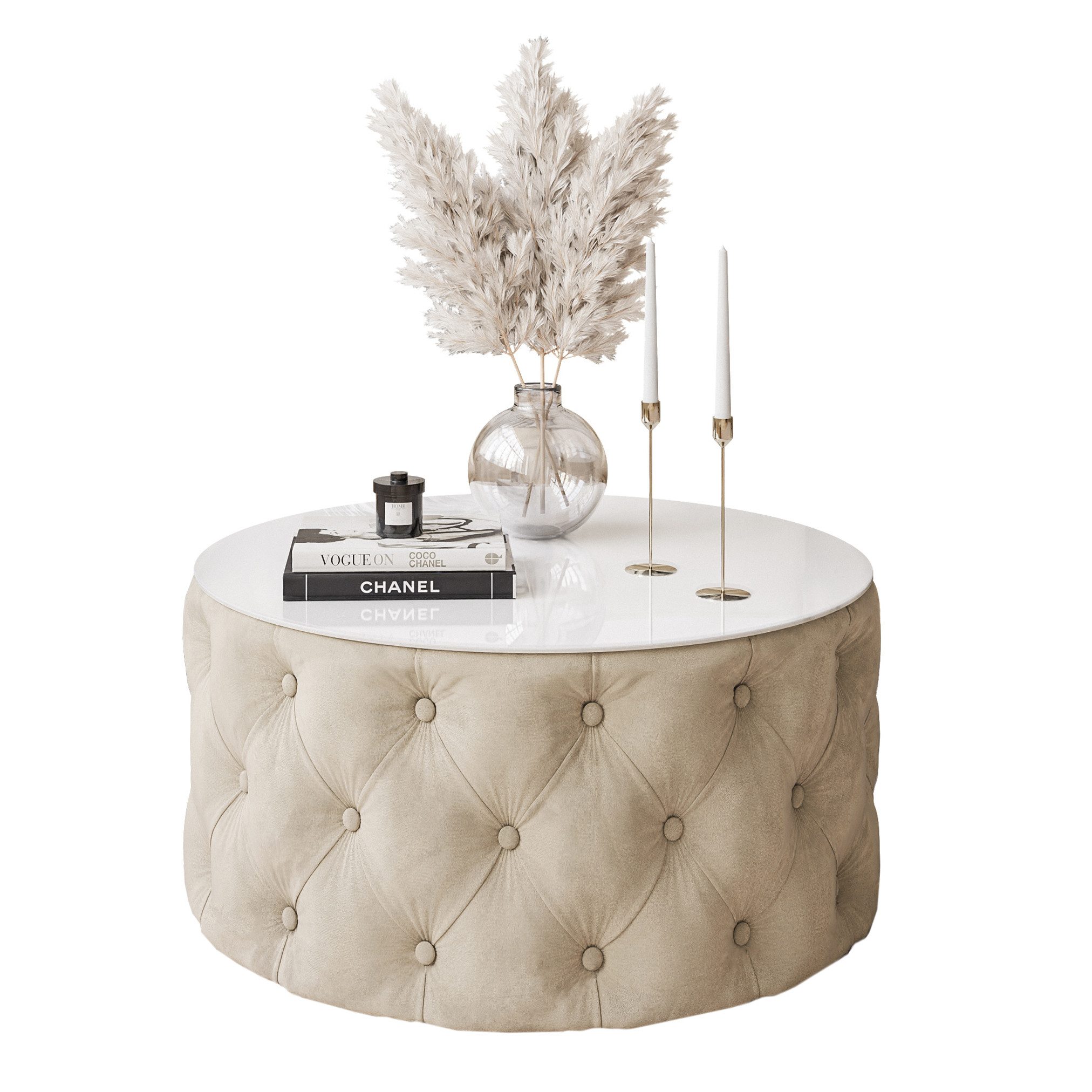 Lookway Couchtisch CHESTERFIELD 70 cm runder gepolsterter couchtisch günstig online kaufen