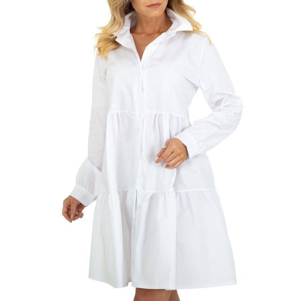 Ital-Design Blusenkleid Damen Freizeit Blusenkleid in Weiß