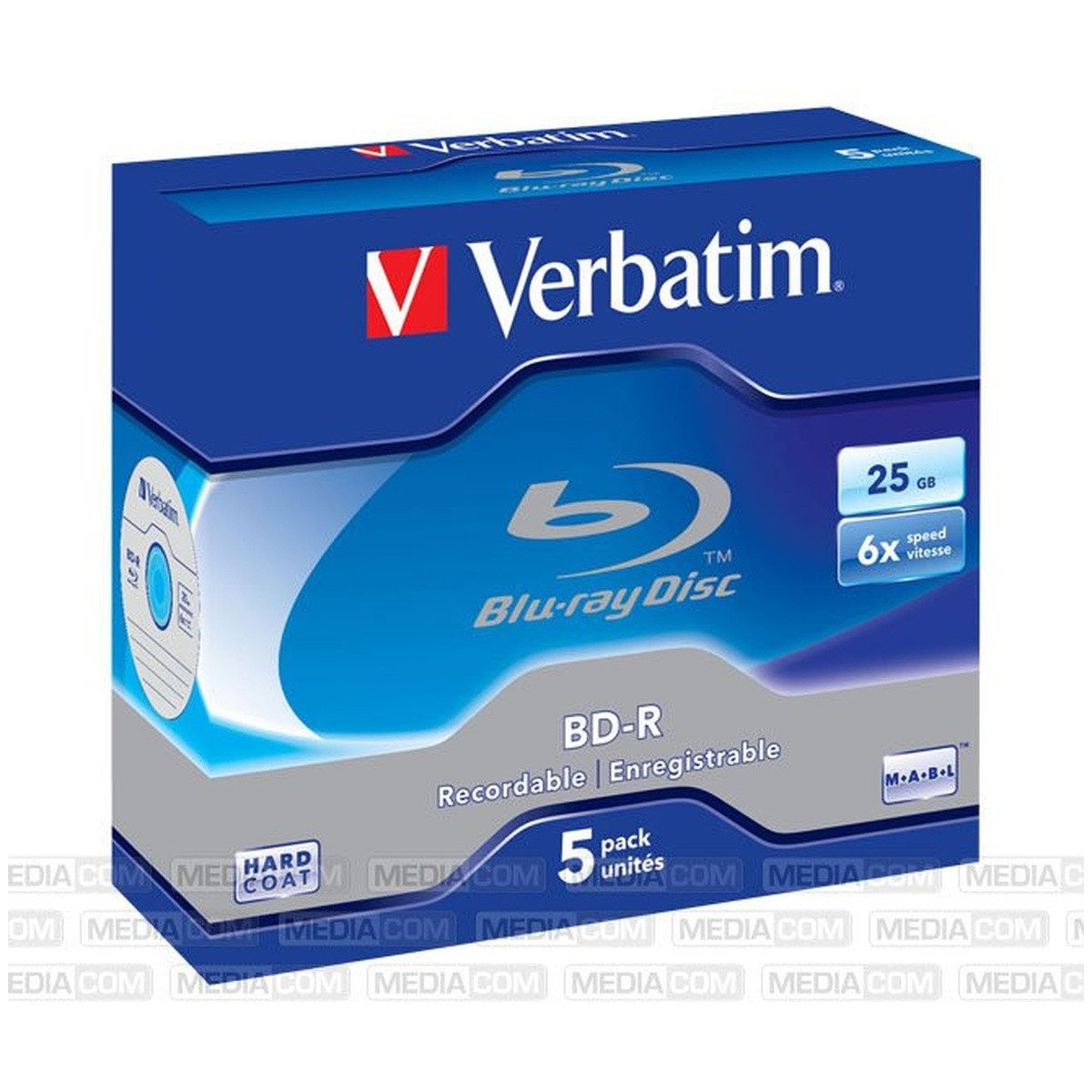 Verbatim Blu-ray-Rohling Verbatim BD-R 25GB 1-6x Jewelcase 5er White Blue