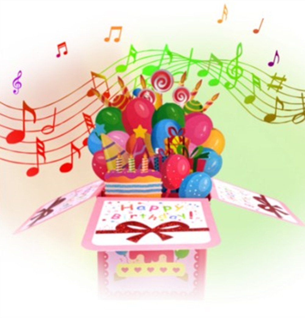 XDeer Grußkarten Geburtstagskarte,MUSIK & LICHTER & AUSBLASBARE KERZE, Klappkarte 3D Geburtstagskarten,Geburtstagsgeschenke
