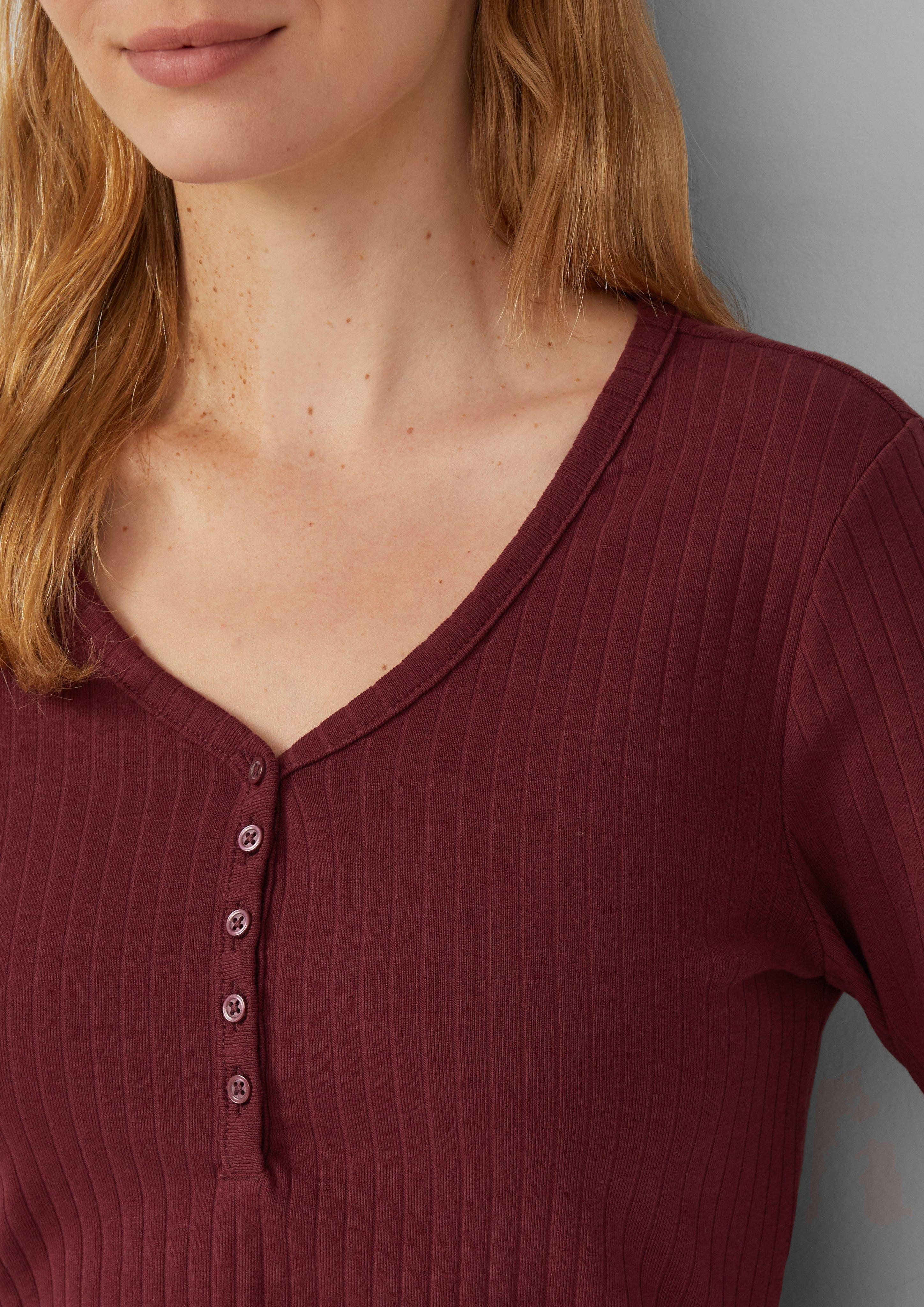 s.Oliver Langarmshirt Ripp-Langarmshirt mit Knopfleiste im günstig online kaufen