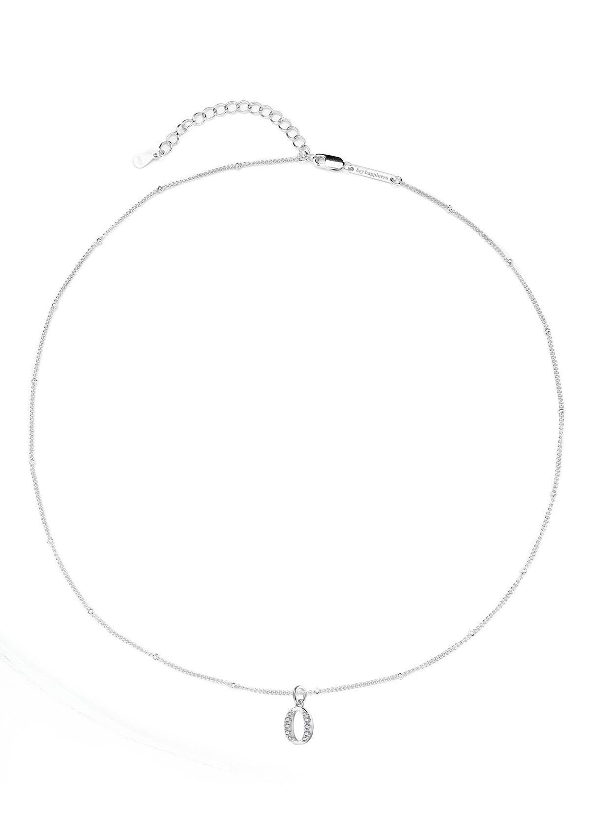 Hey Happiness Silberkette mit Buchstaben Anhänger A–Z, mit Zirkonia, 925 Silber Initialen Halskette vergoldet, Letter Charms