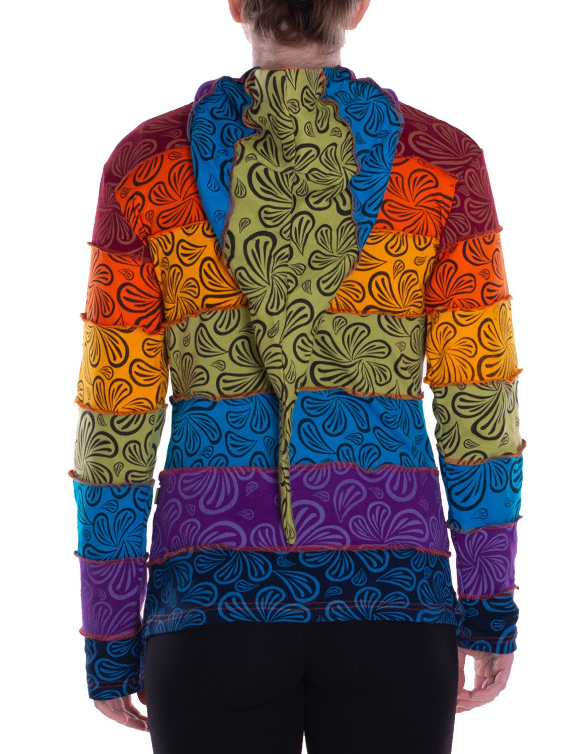 Vishes Kapuzensweatjacke Patchwork Regenbogen-Jacke mit Zipfelkapuze aus Ba günstig online kaufen