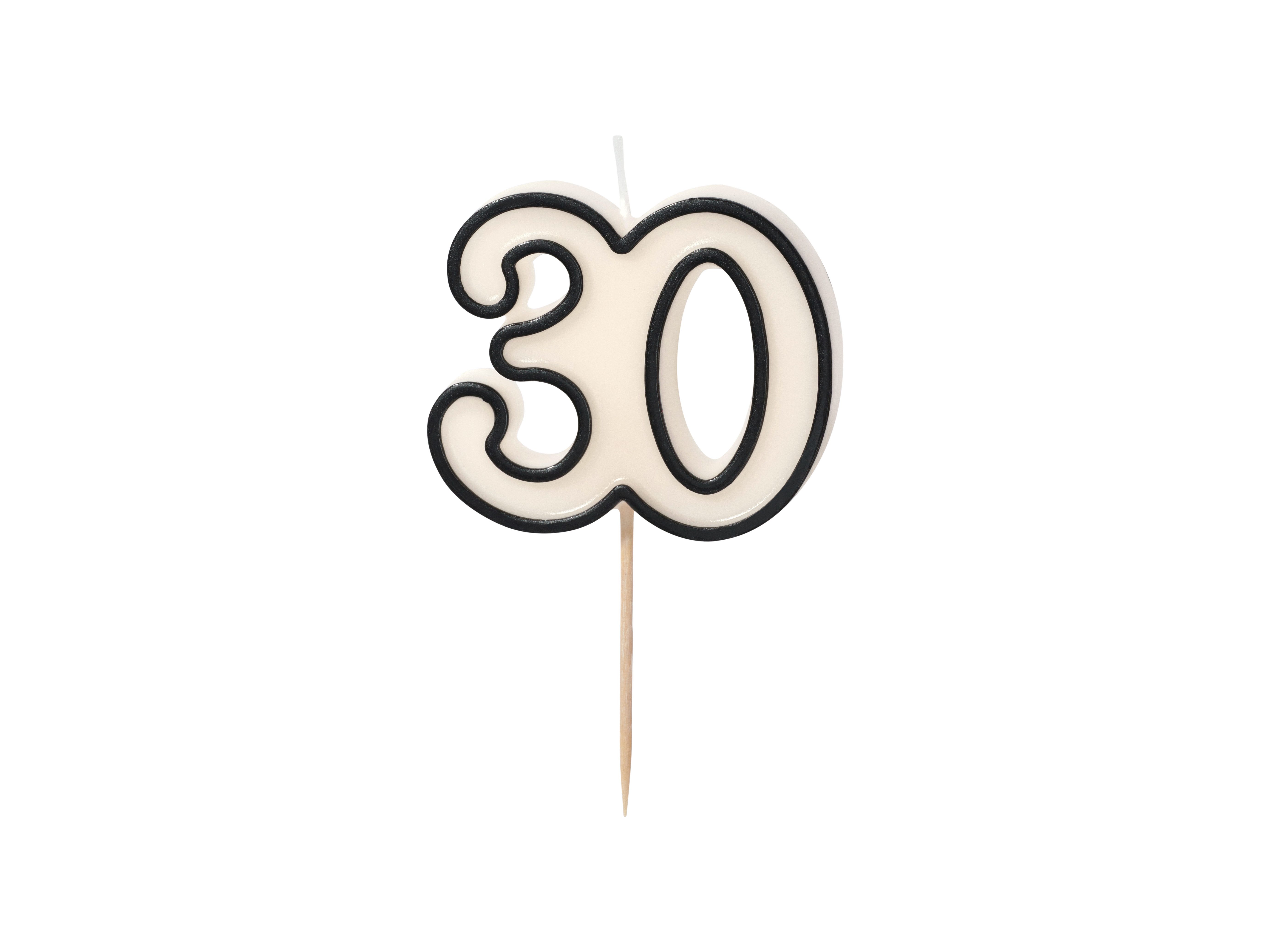 partydeco Geburtstagskerze Kerzenzahl #30, 5,5 cm günstig online kaufen