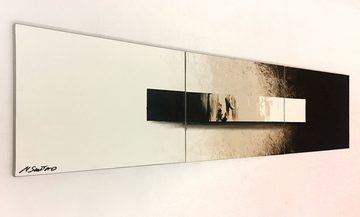 WandbilderXXL XXL-Wandbild Macchiato 210 x 50 cm, Abstraktes Gemälde, handgemaltes Unikat