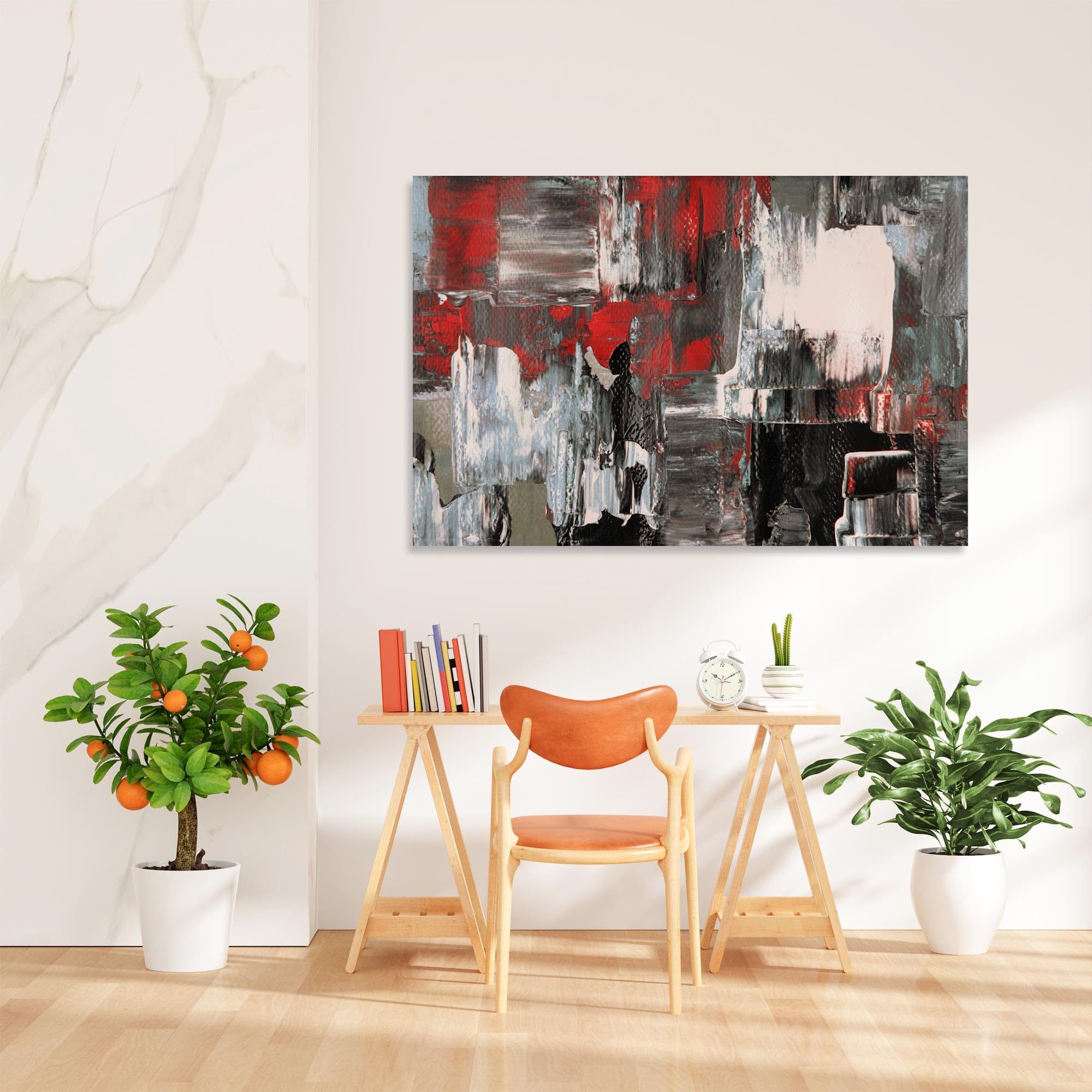 framed concept Leinwandbild Akustikbild auf Leinwand (Canvas) HD-Eco-Solvent-Druck, (Schallabsorbierend Holzrahmen 60×40 cm 90×60 cm 120×80 cm), Geräuschdämmendes Bild für Büro, Wohnzimmer & Konferenzraum