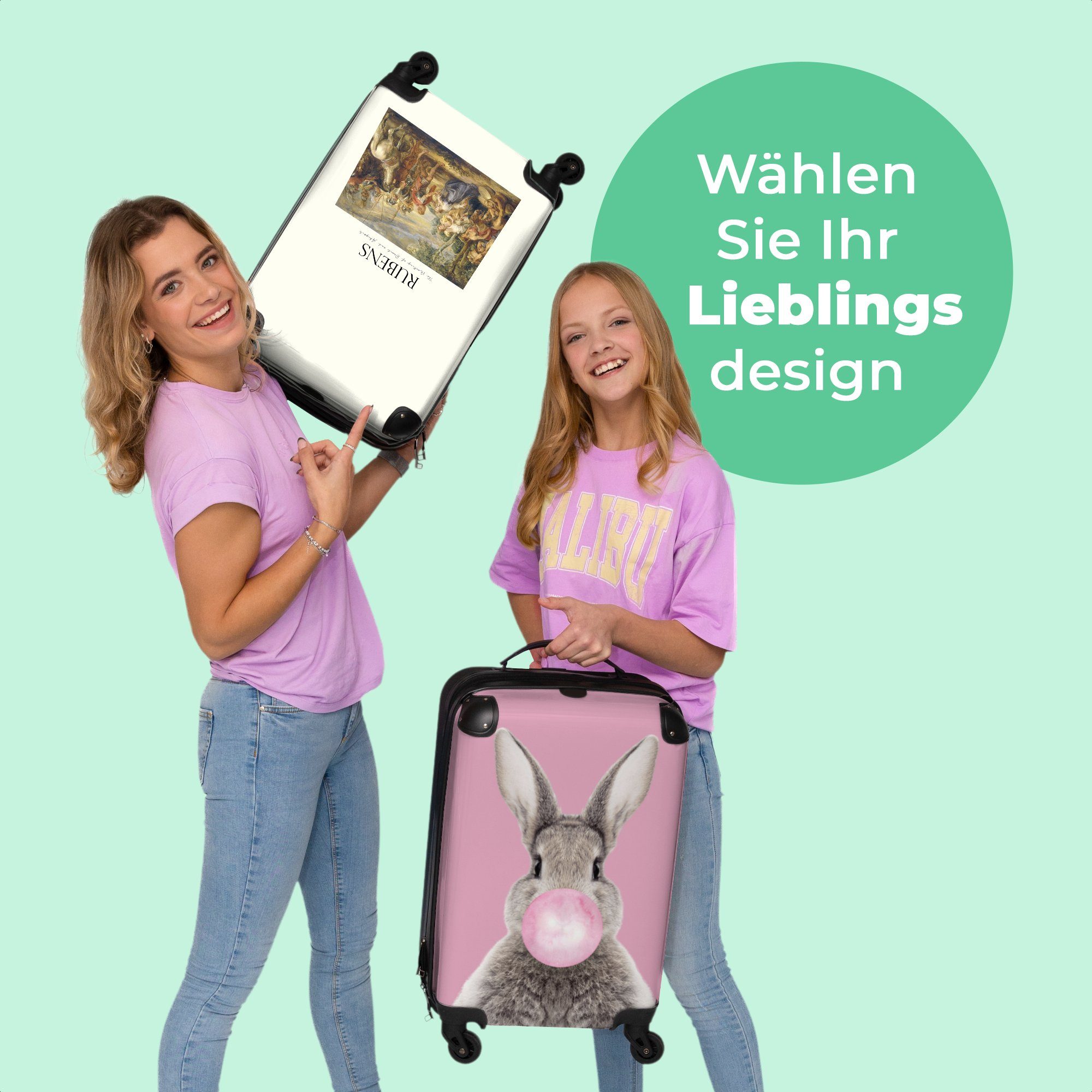 - Trolley Kunst NoBoringSuitcases.com© - Rollen 4 Handgepäck Rollen, Kleine 55x35x20cm Meister Rubens 4 Reisekoffer mit Cabin Alte Rollkoffer Geschichte, - - Handgepäckkoffer