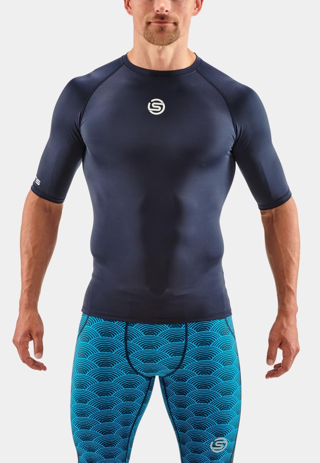 Skins T-Shirt 1-Series Short Sleeve (enganliegend) kurzarm navyblau Herren
