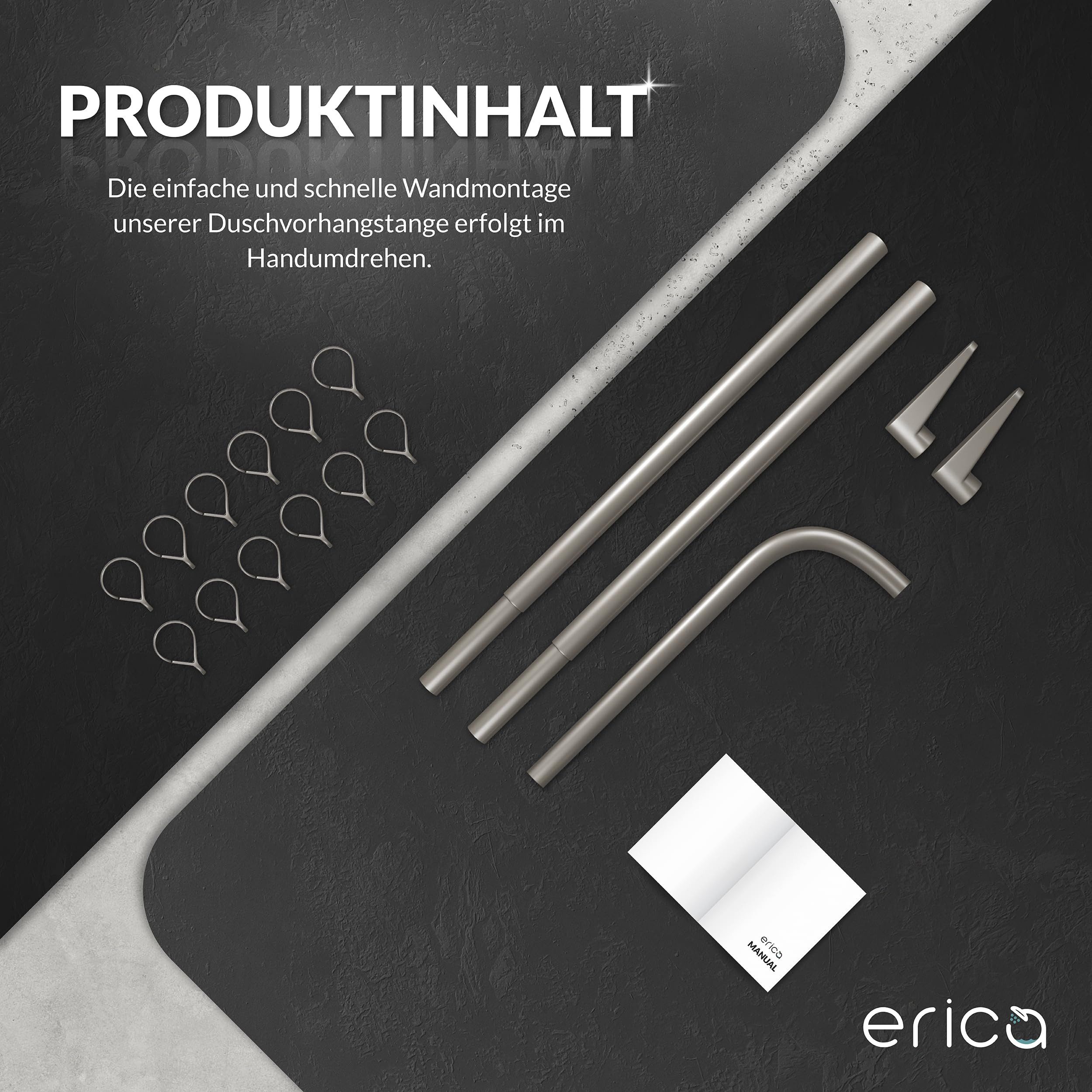 Erica Duschvorhangstange L-Form - Verstellbar - 70x90, 70x160 oder 90x140 cm, Für Badewannen geeignet, Über Eck, Rostfrei – Bild 5 von 5