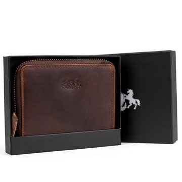 SID & VAIN Geldbörse Leder Geldbeutel Damen HANNAH, Portemonnaie Echtleder für Damen, Wallet, Brieftasche braun-cognac