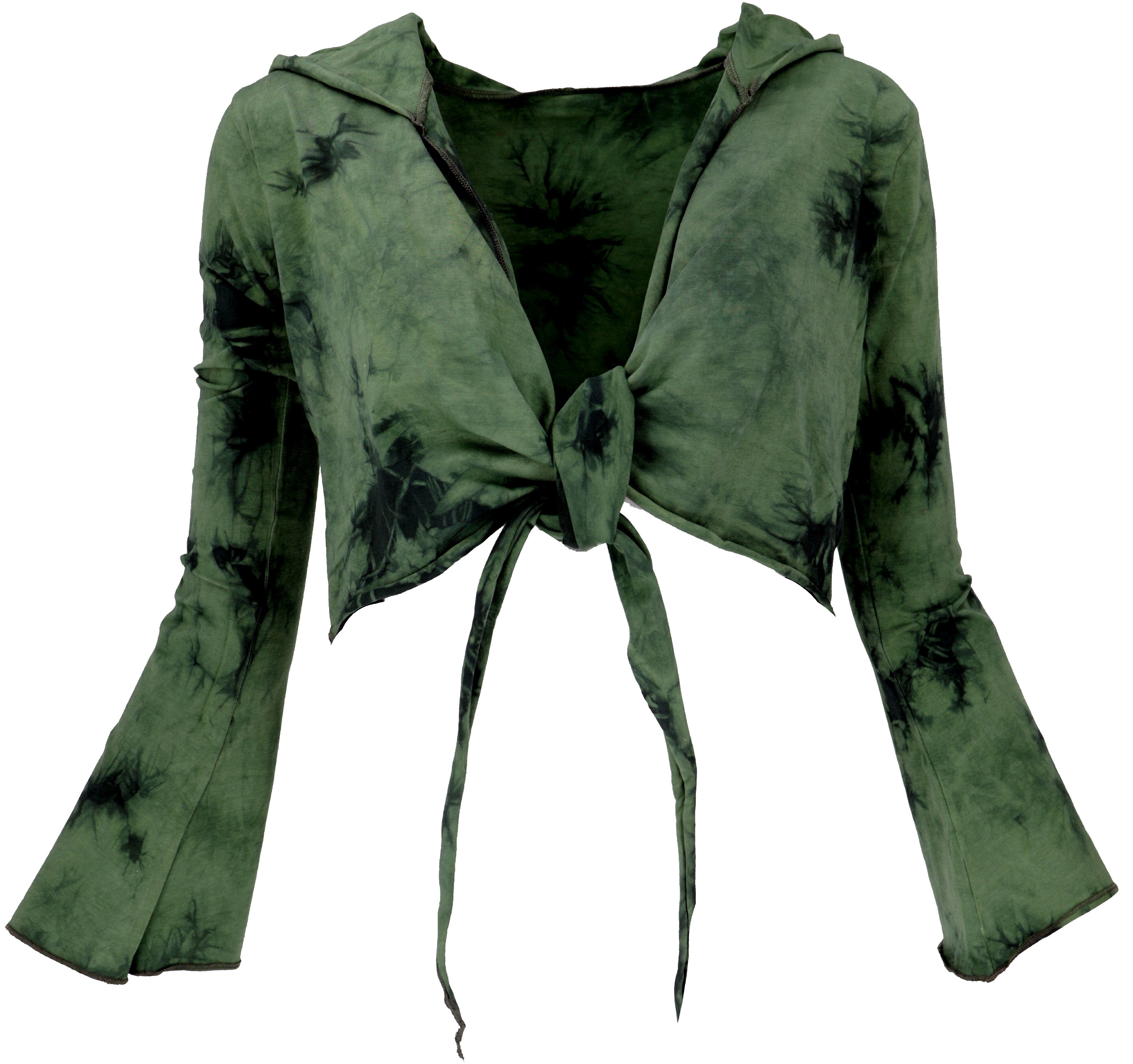 Guru-Shop Longsleeve Wickeltop, Yogatop, Langarmshirt mit.. alternative Bekleidung