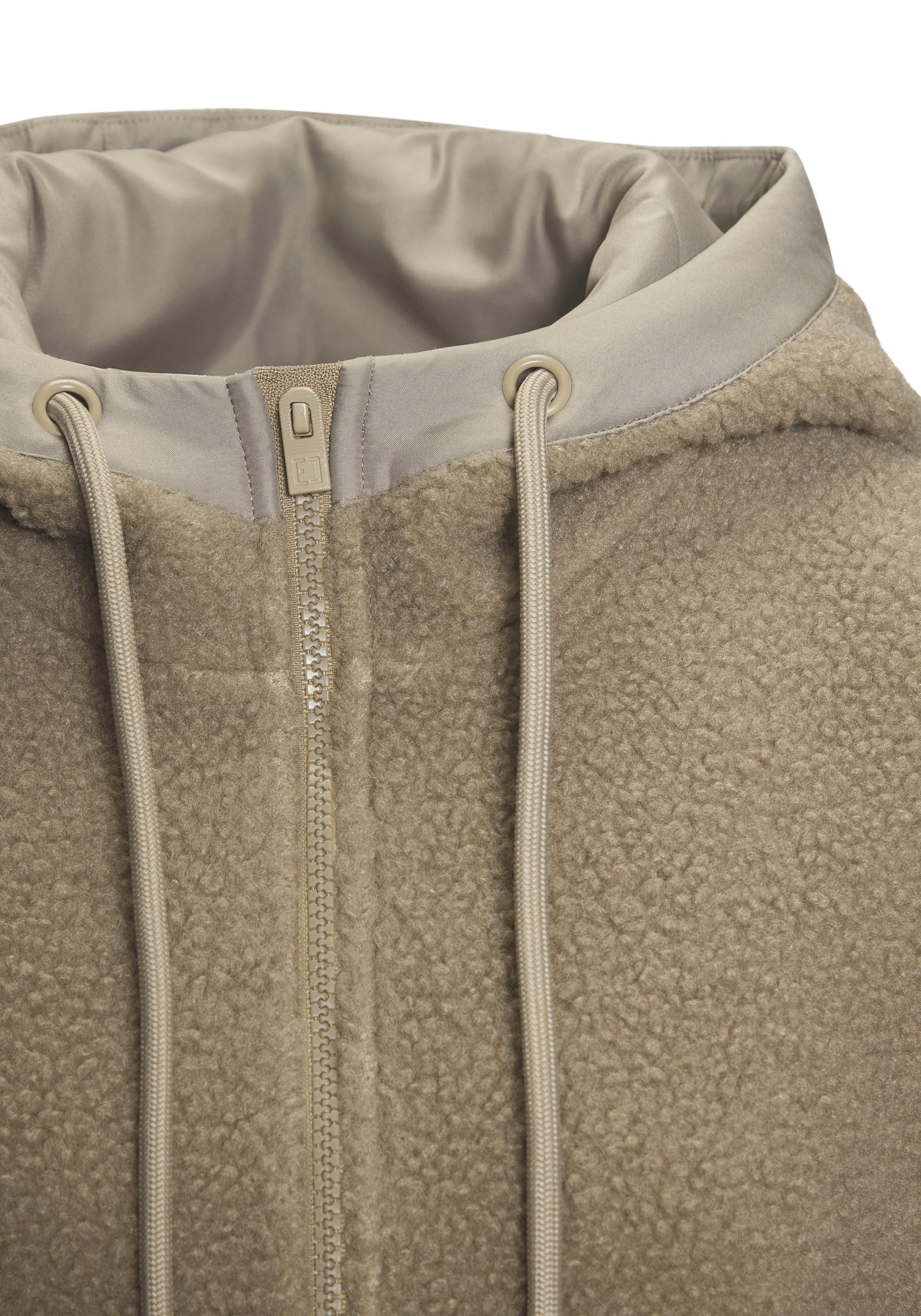 Elbsand Fleecejacke Übergangsjacke aus Teddy-Fleece mit verstellbarer Kapuze