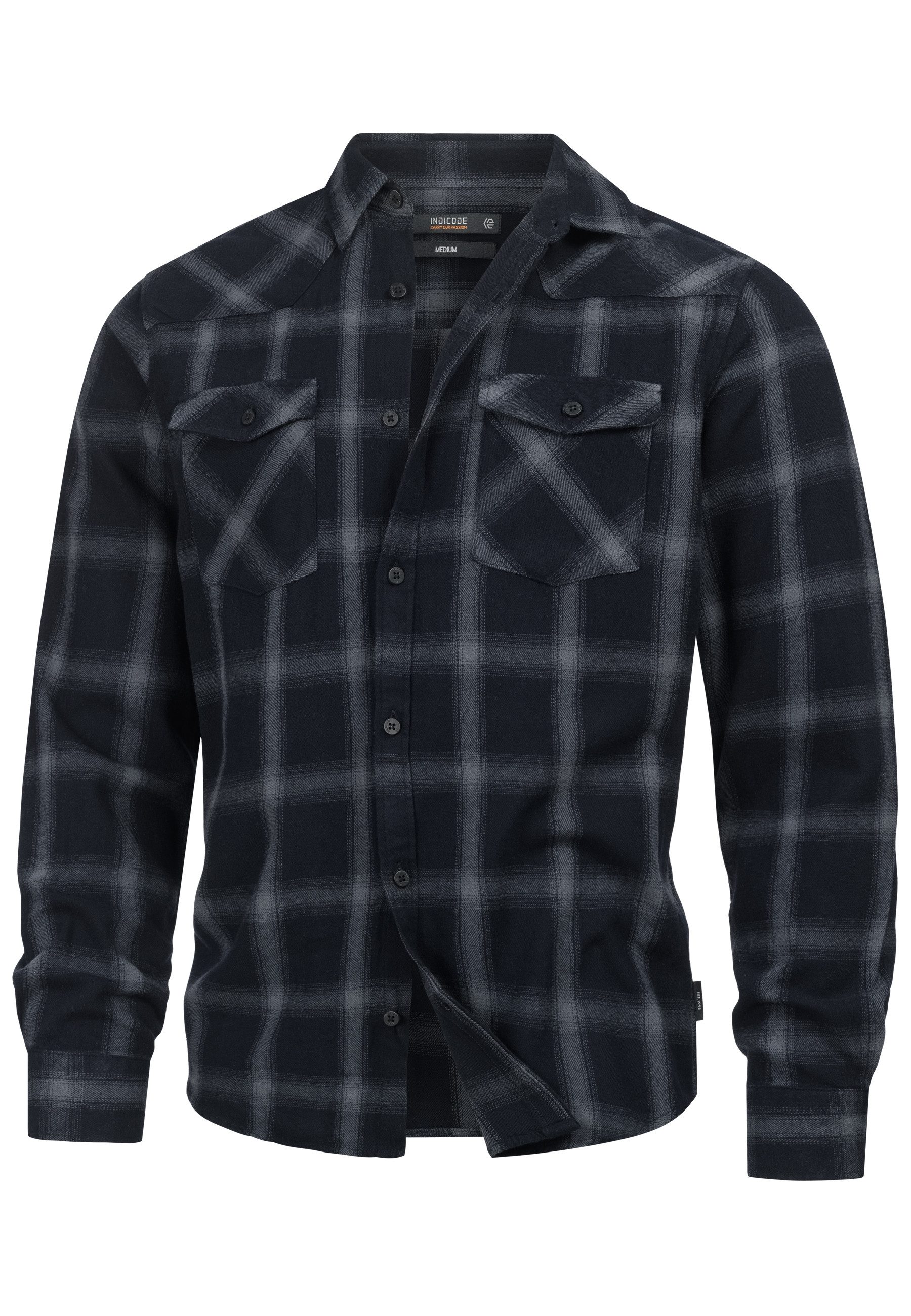 Indicode Langarmhemd Herren Altin Herrenhemd Langarm Flanellhemd im Karo-De günstig online kaufen