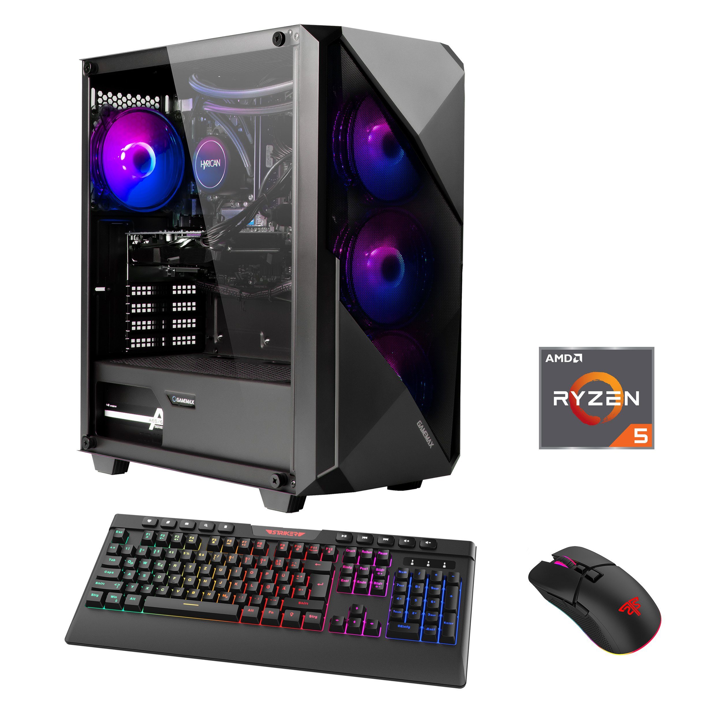 Hyrican Striker 7171 Gaming-PC (AMD Ryzen 5 5500, RTX 4060, 16 GB RAM, 1000 GB SSD, Wasserkühlung, Windows 11)