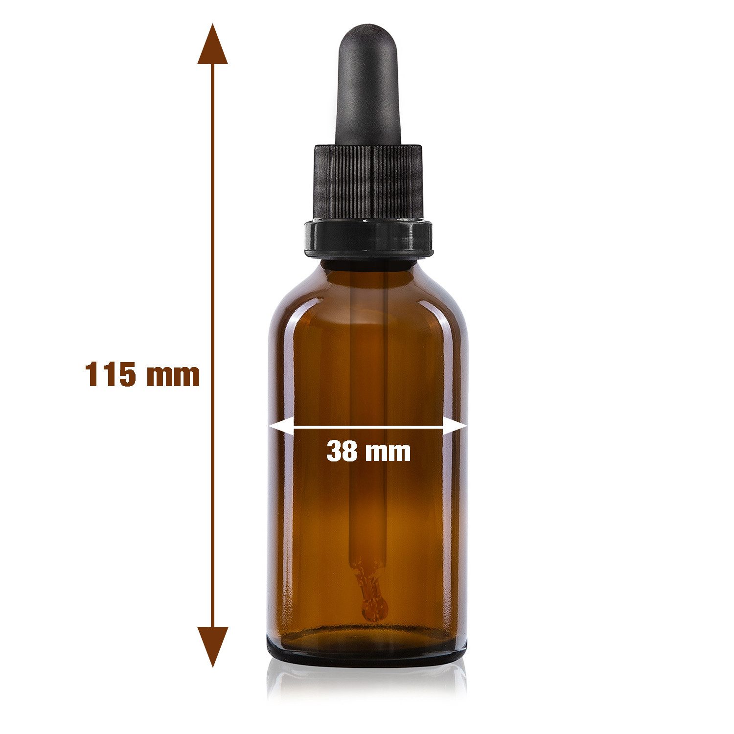 Oputec Pipettenflasche 5 x 50ml Braunglas-Tropfflasche mit Glaskugel-Pipette + 5 Etiketten (Sparset, 5 x 50 ml)
