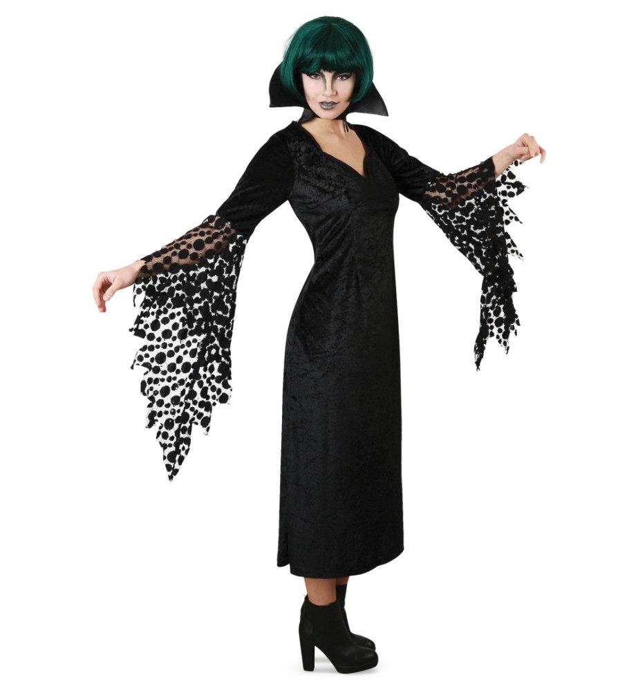 Couchcenter Vampir-Kostüm Vampirin Gothic Kostüm Kleid mit Kragen Halloween Karneval Fasching