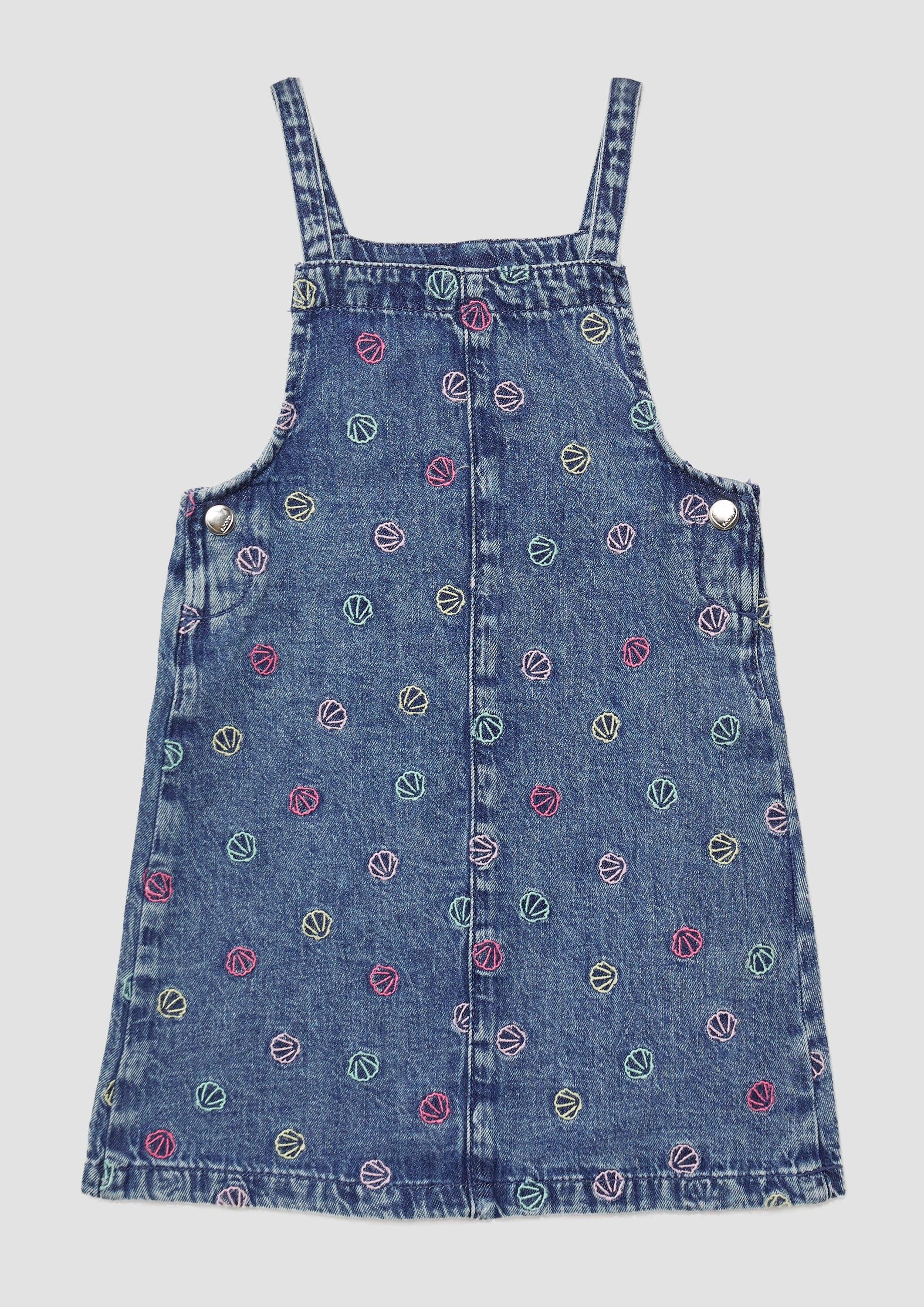 s.Oliver Minikleid Kleid Besticktes Denimkleid mit längenverstellbaren Trägern
