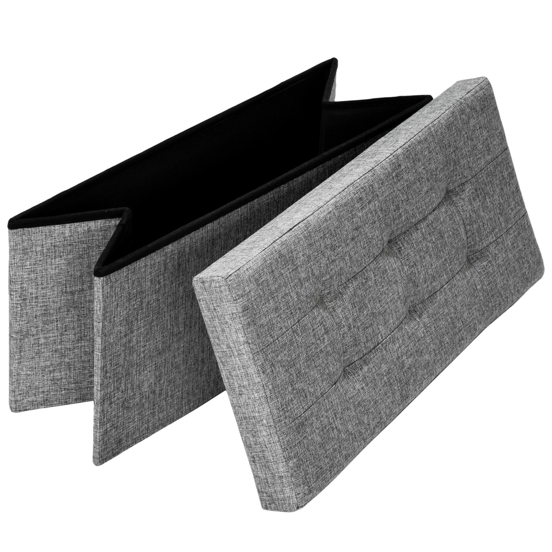 Stauraum Sitzhocker tectake hellgrau aus Polyester faltbar mit Sitzhocker (1), Faltbarer