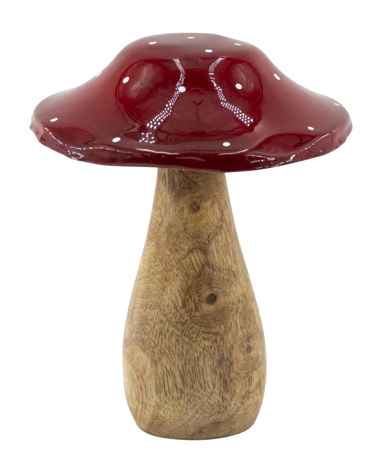 Mel-O-Design Dekoobjekt Pilz Deko Pilz aus Holz groß (Herbst Deko, Holzdeko), mit glasiertem Hut