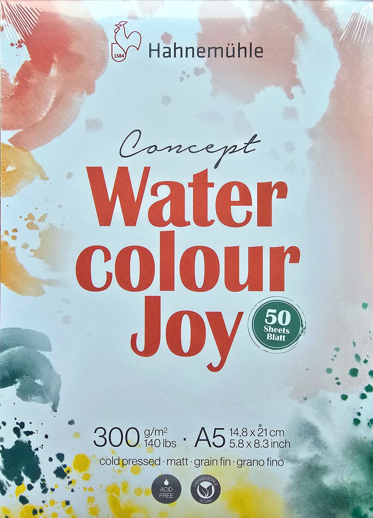 Hahnemühle Aquarellpapier Hahnemühle Water Colour Joy 50 Blatt DIN A5 300 g/m², für Aquarelltechniken