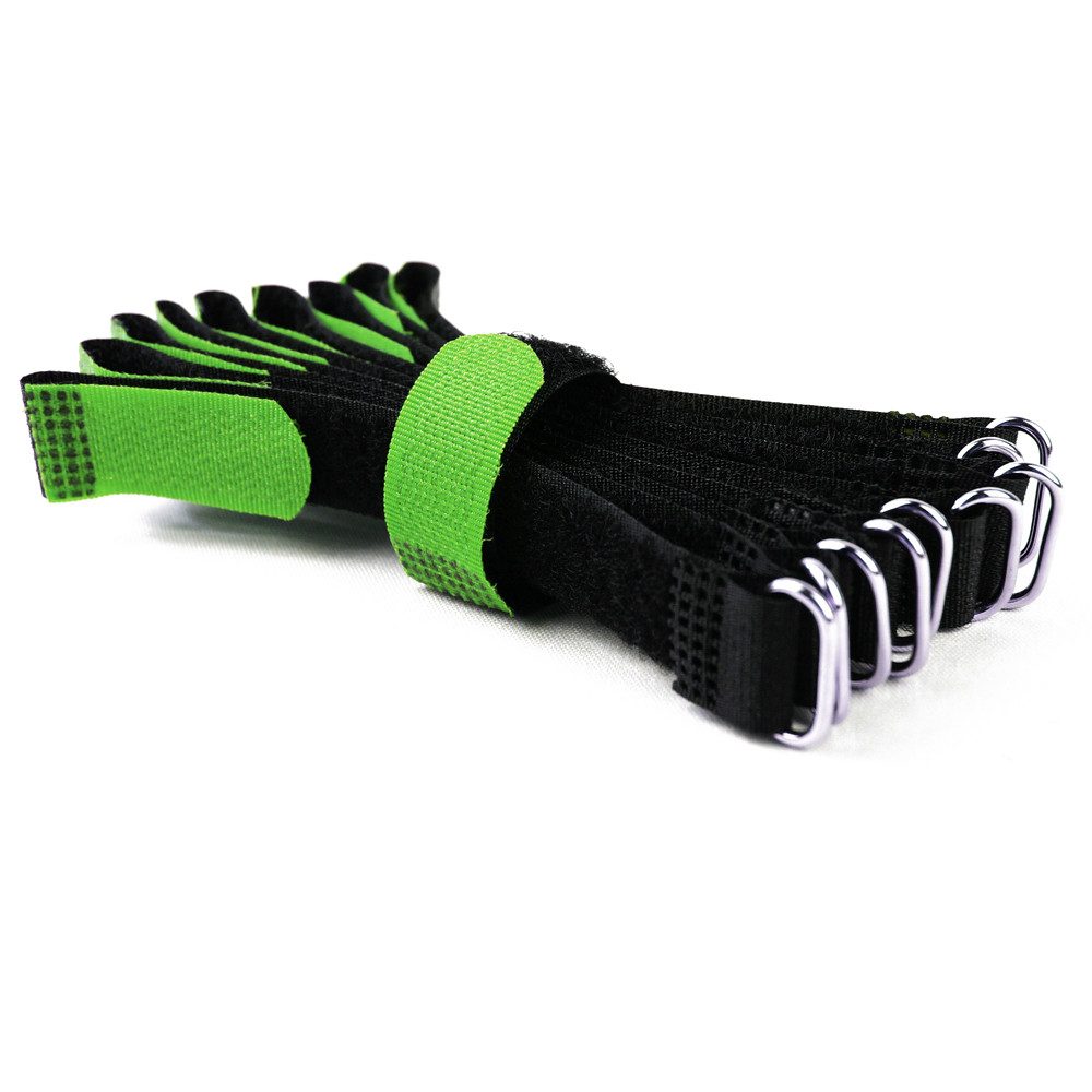 Goodymax Kabelbinder 10 Klettkabelbinder 15 cm grün Haken/Flausch auf GLEICHEN SEITEN wiederverwendar Klettband Klettverschluss Kabel Organizer
