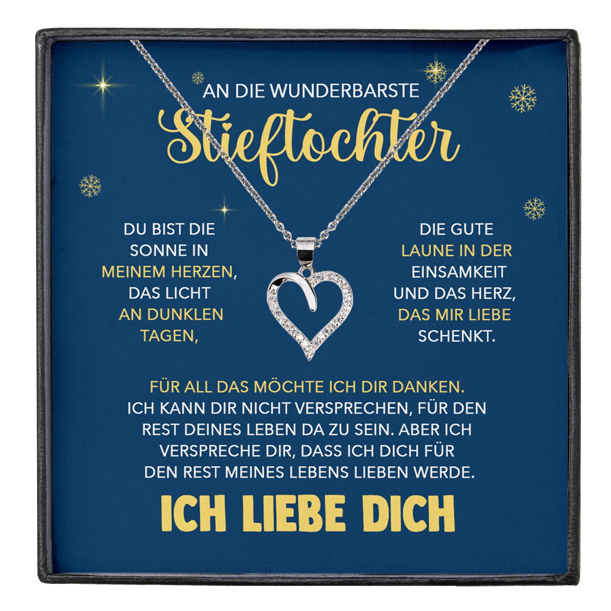 Schmuckset Stieftochter Geschenk Bonus-Tochter Mädchen Herz Halskette Frauen