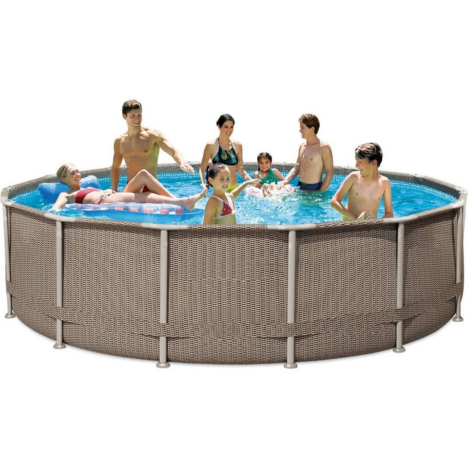Planet Pool Framepool »Planet Pool Frame Pool Set Rattan Braun 427 x 107« (Komplettset)