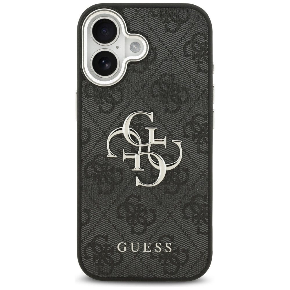 Guess Handyhülle Schutzhülle Musterdesign, Silberfarbenes Metallschild, Logo-Muster