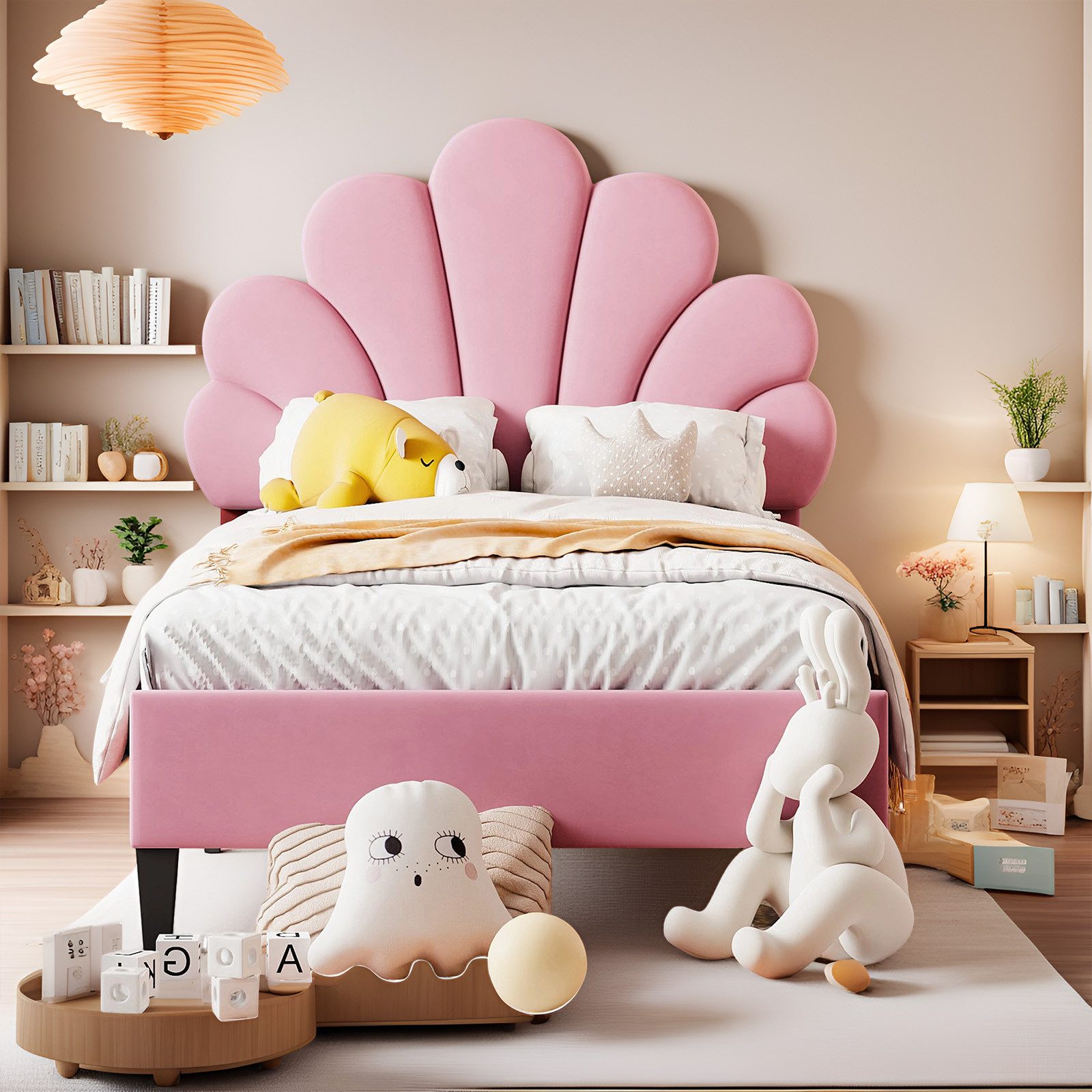 MODFU Polsterbett Funktionsbett (mit Blumen-Kopfteil & günstig online kaufen