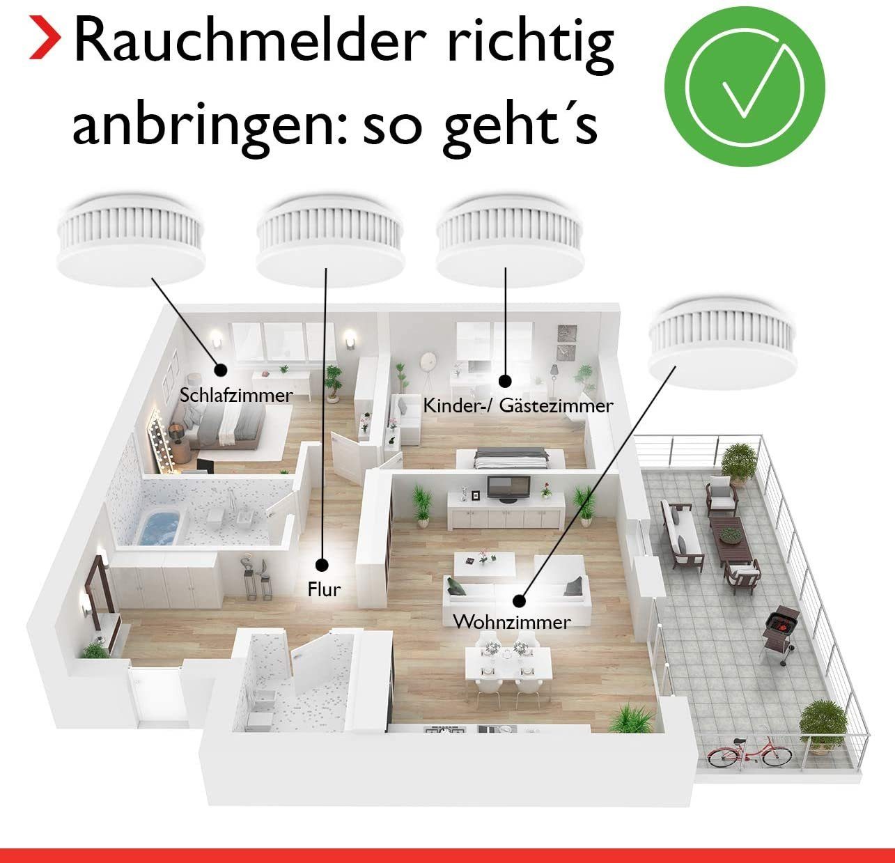 Pyrexx Pyrexx PX-1 V3-Q inkl. Magnetklebepad Rauchmelder (12-Jahres Batterie)