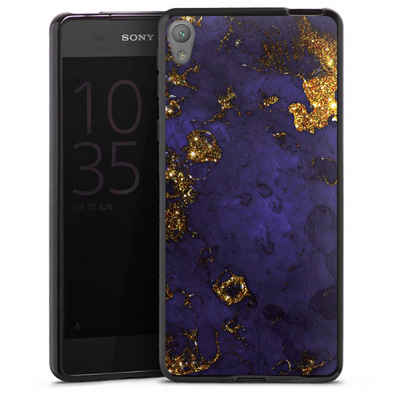 DeinDesign Handyhülle Marmor Gold Utart Blue and Golden Marble Look, Sony Xperia E5 Silikon Hülle Bumper Case Handy Schutzhülle