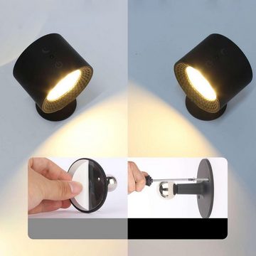 Bedee Wandleuchte LED Wandleuchte Innen Aufladbare Wandleuchten 2000mAh Dimmbar 3 Farbe, 2 STÜCK Fernsteuerung, Touch-Bedienung, 3 Farbtemperaturen Dimmen, LED fest integriert, Kaltes Weiß Warmes Weiß Natürliche Weiße, für Wohnzimmer Schlafzimmer Studie Büro