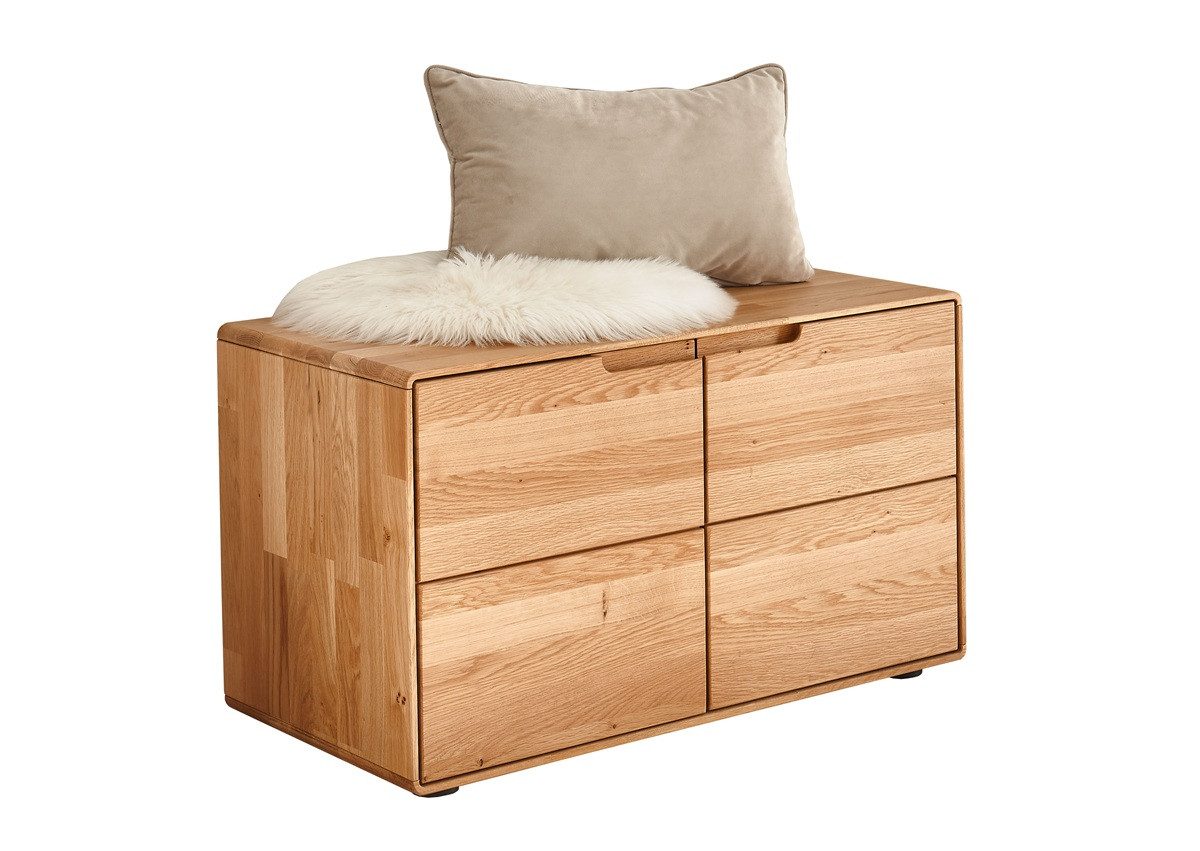Main Möbel Schuhbank Garderobenbank 80x47cm "Kent" Wildeiche massiv